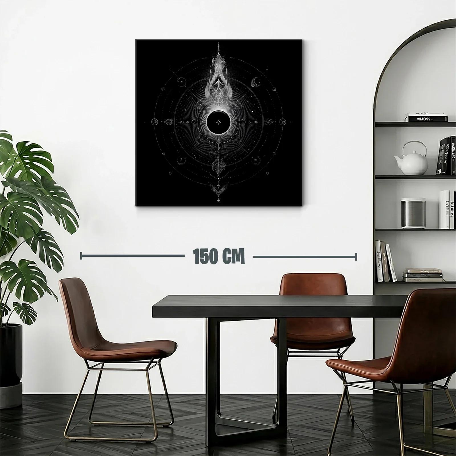 Mandala cósmico en blanco y negro de estilo místico — miniatura 2