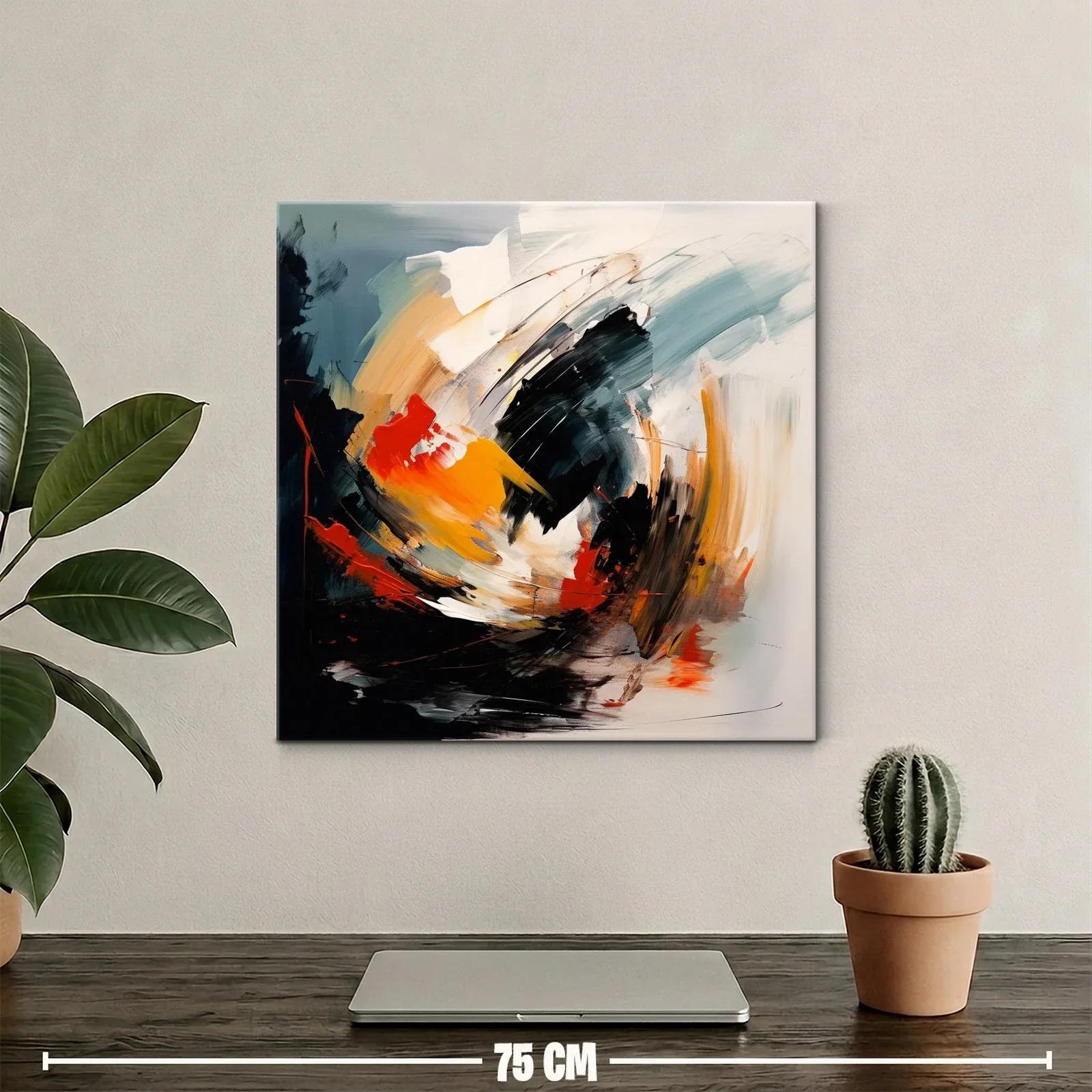 Cuadro abstracto con energía en tonos cálidos y oscuros — miniatura 2