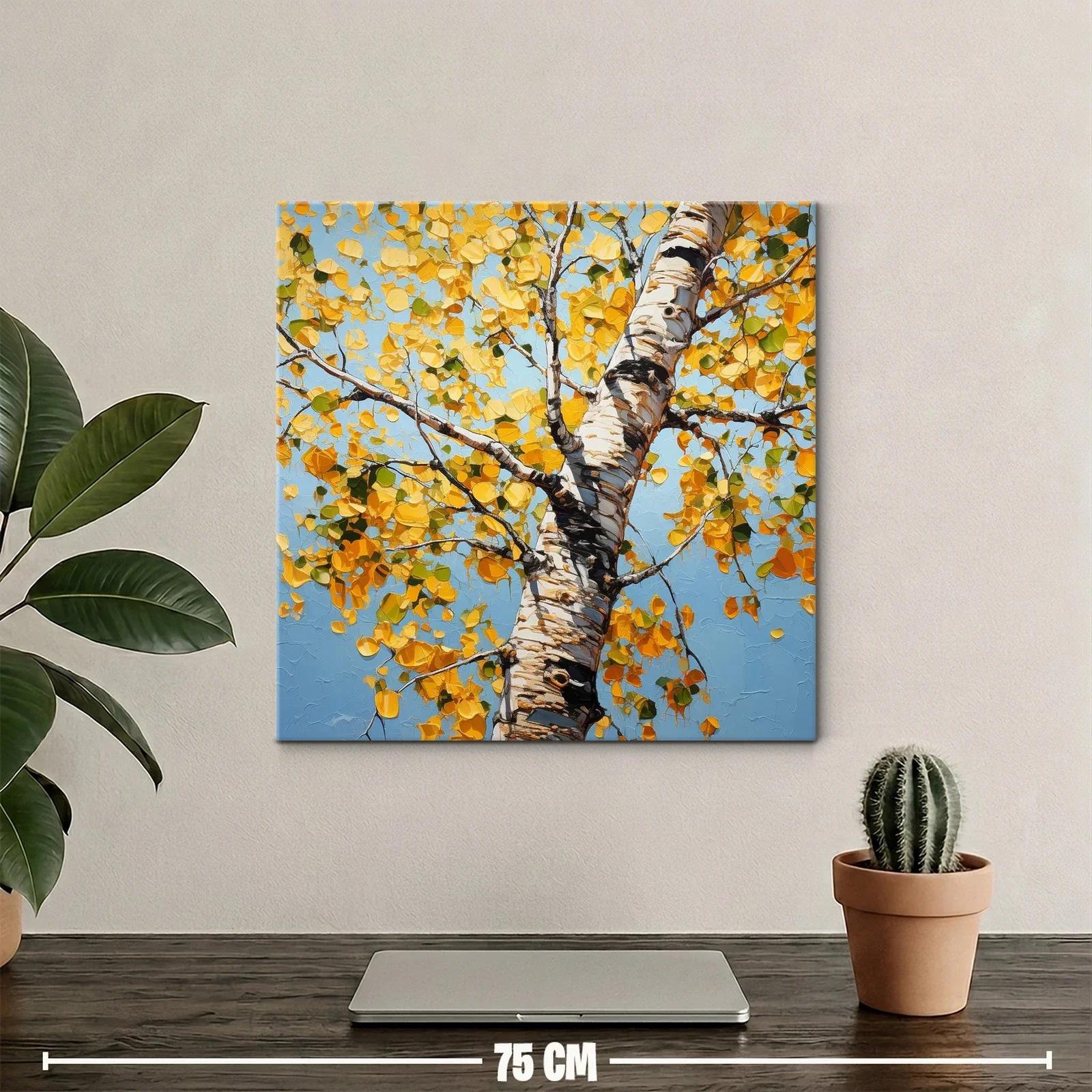 Tronco de abedul con hojas doradas en otoño — miniatura 2