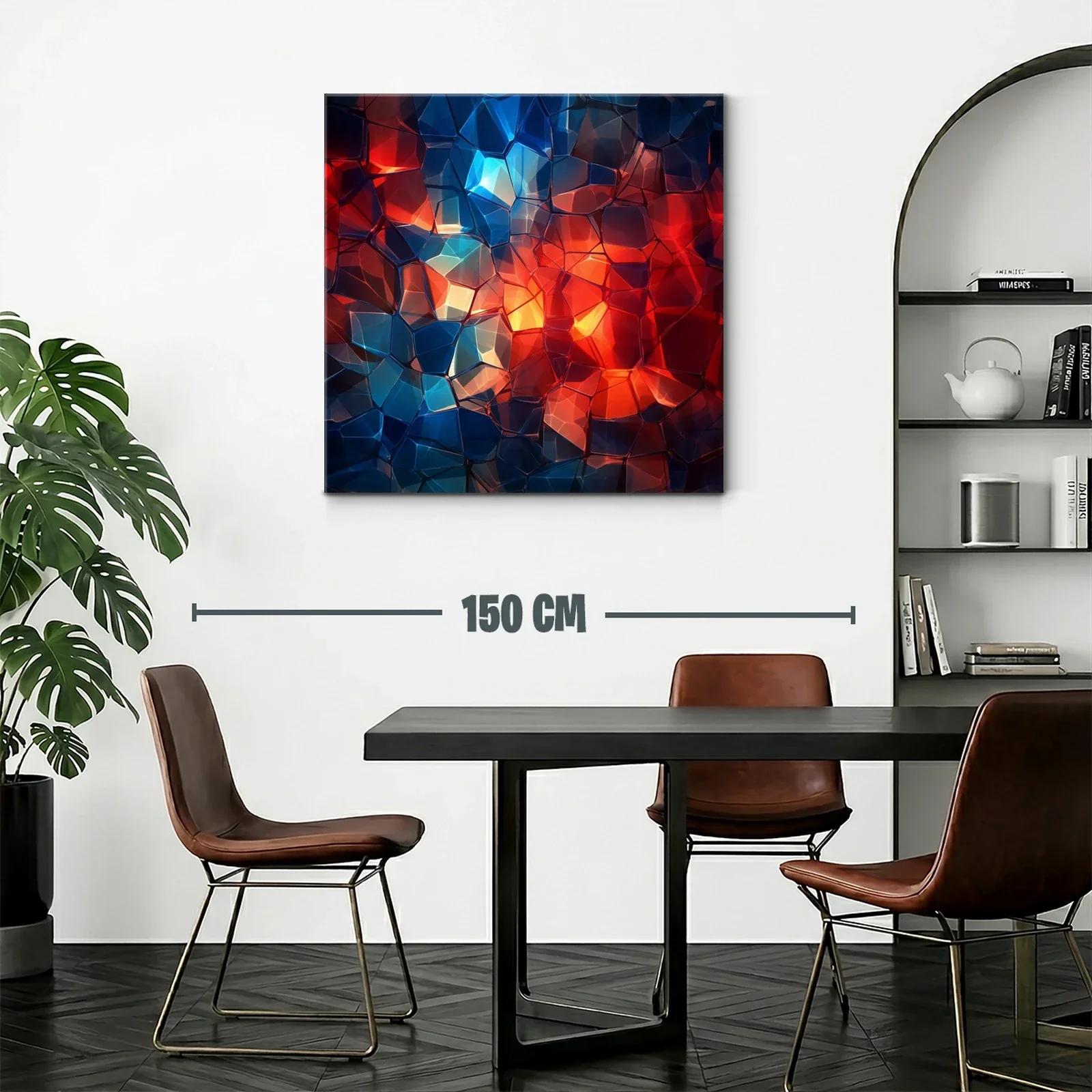 Cuadro abstracto con mosaico de tonos cálidos y fríos — miniatura 2