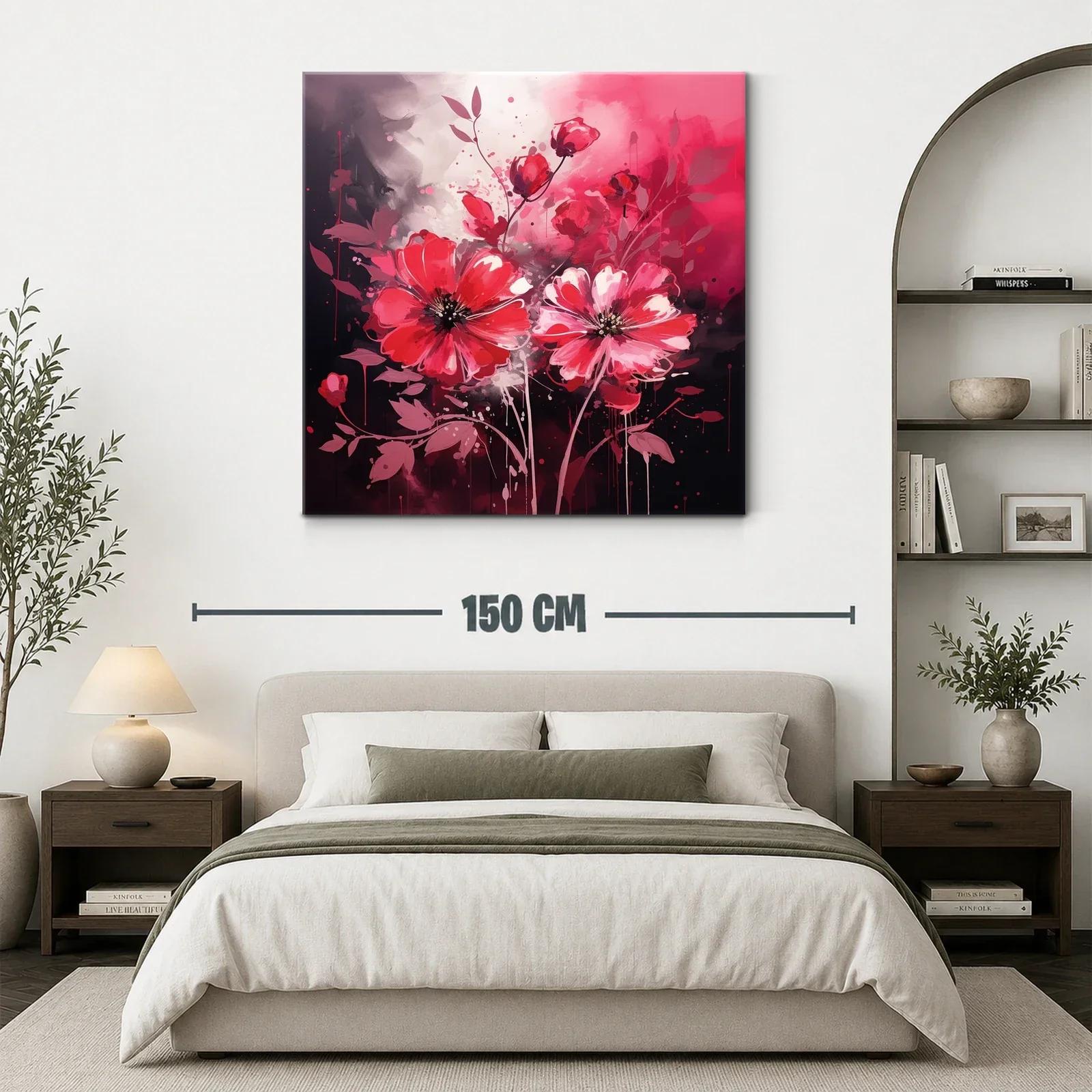 Flores vibrantes en tonos rojos y rosas con fondo oscuro — miniatura 3