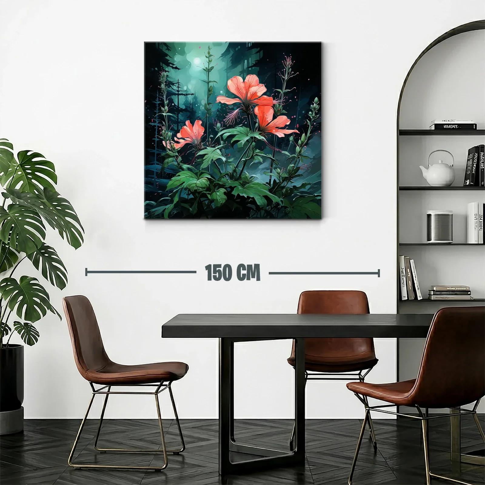 Exuberante jardín nocturno con flores iluminadas en tonos cálidos — miniatura 2