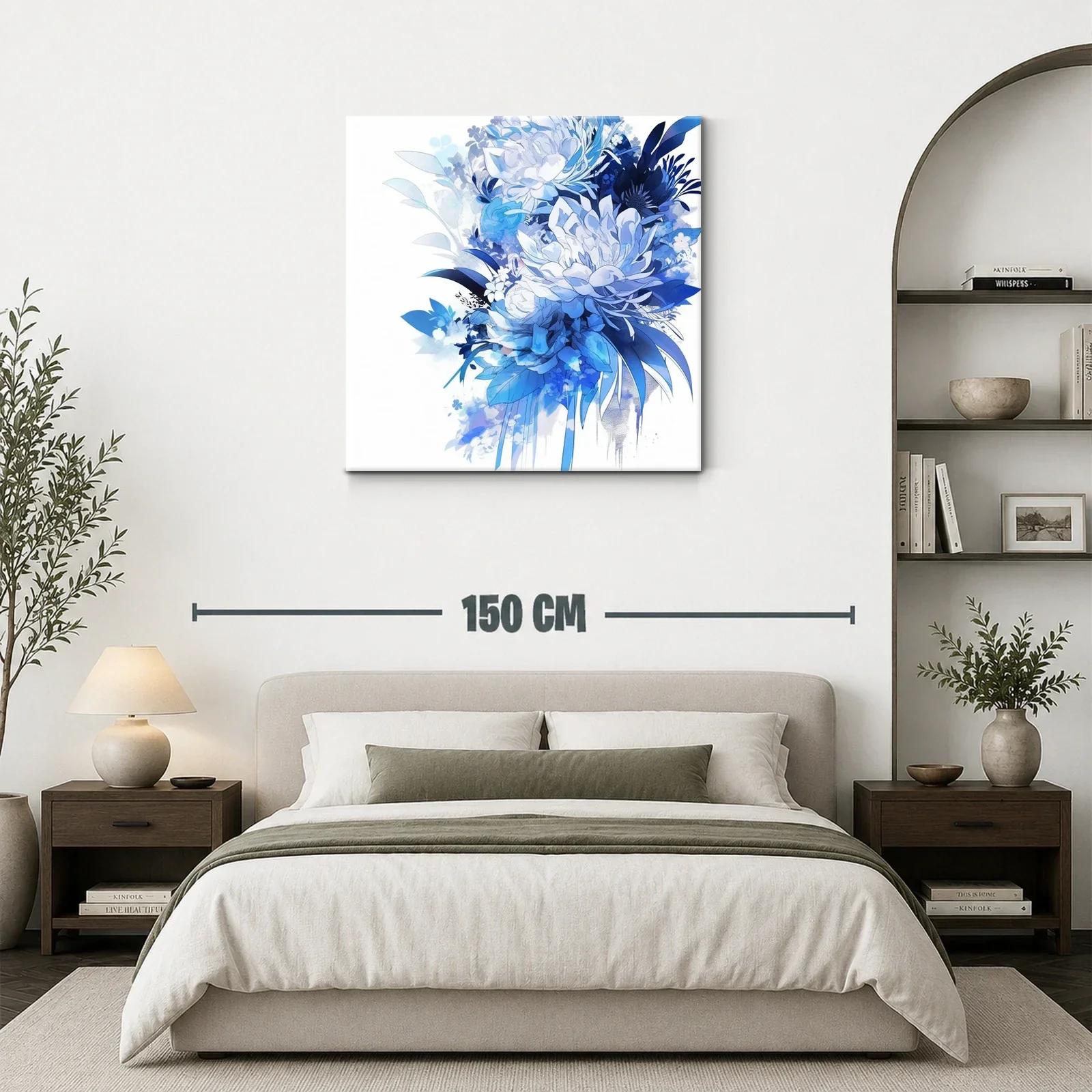 Composición floral abstracta en tonos azules y blancos — miniatura 3