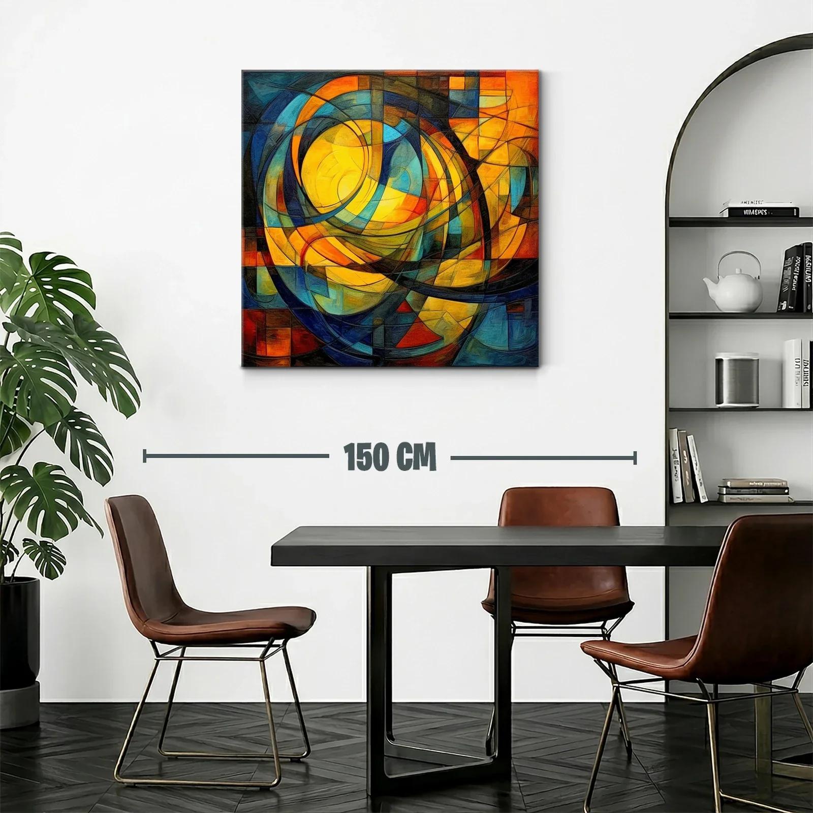 Cuadro abstracto con formas circulares y paleta cálida — miniatura 2