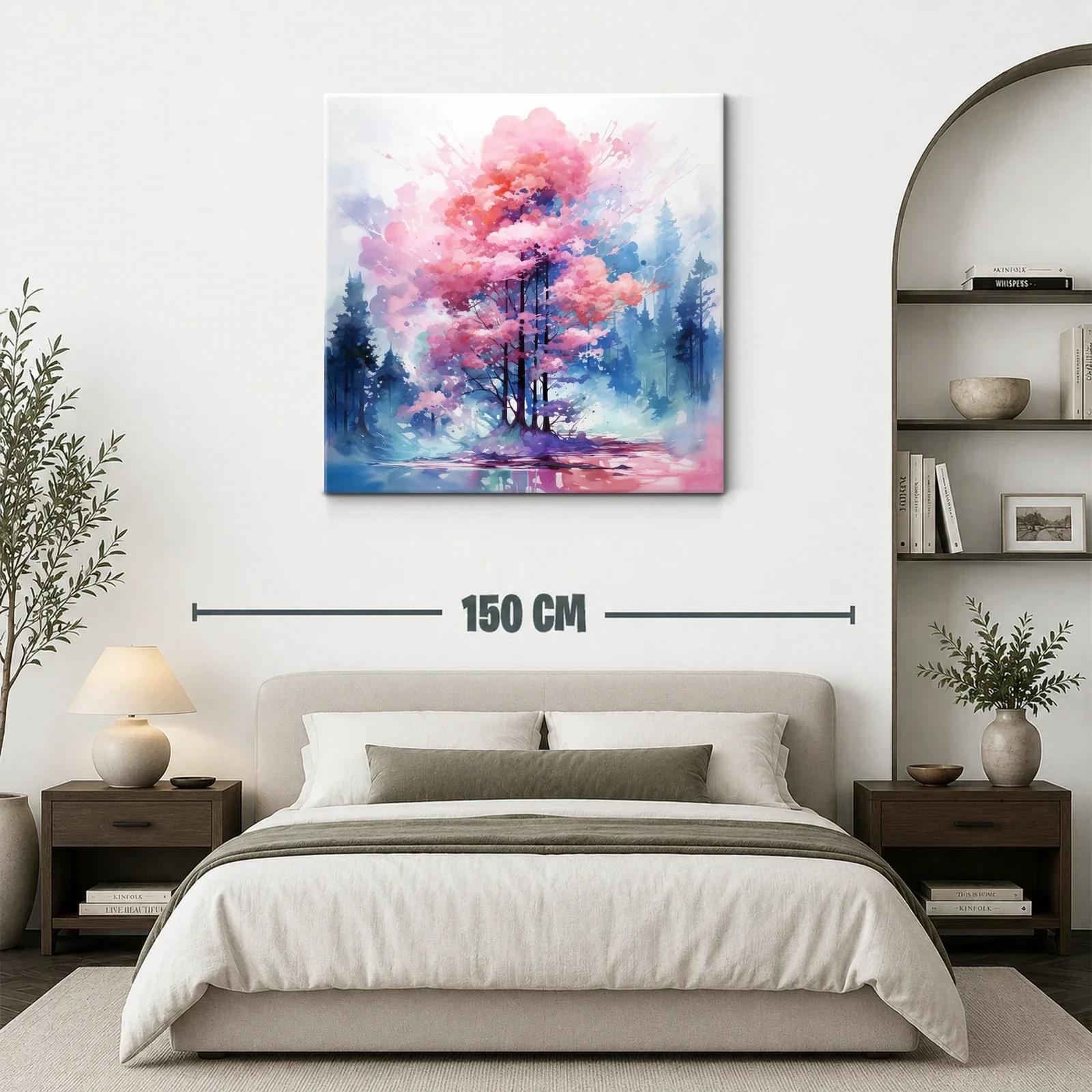 Árbol en tonos rosas y azules creando atmósfera serena — miniatura 3