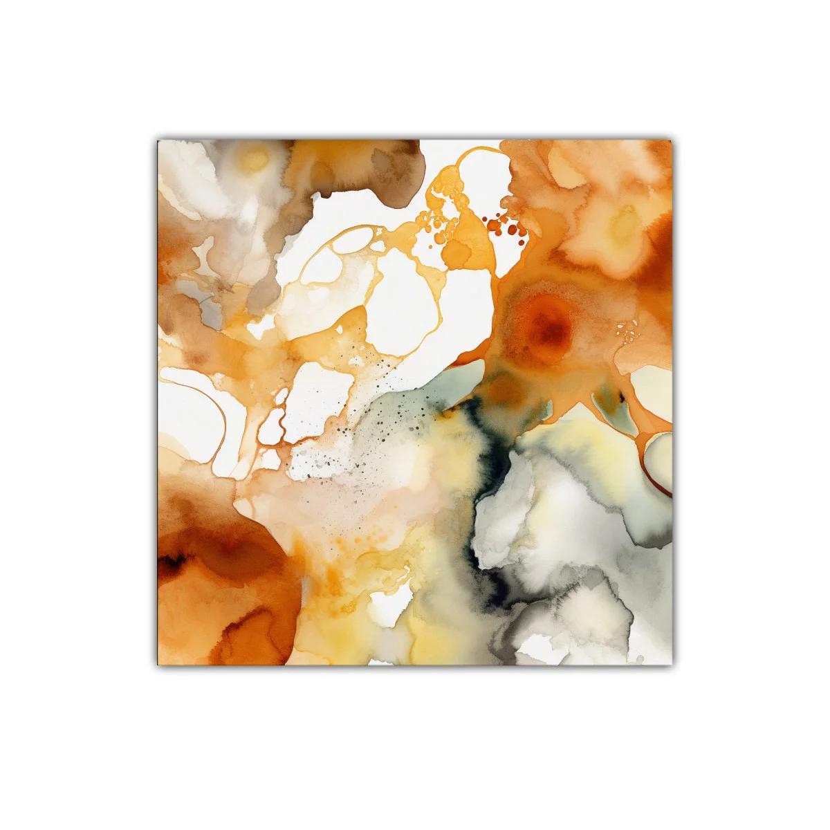 Cuadro decorativo abstracto con tonos cálidos y terrosos