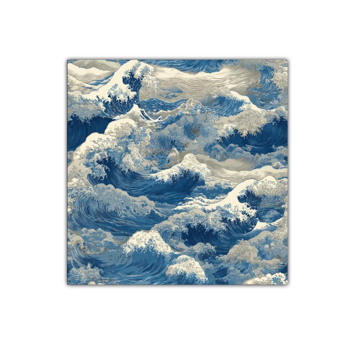 Cuadro decorativo con oleaje dinámico en tonos azules — imagen principal