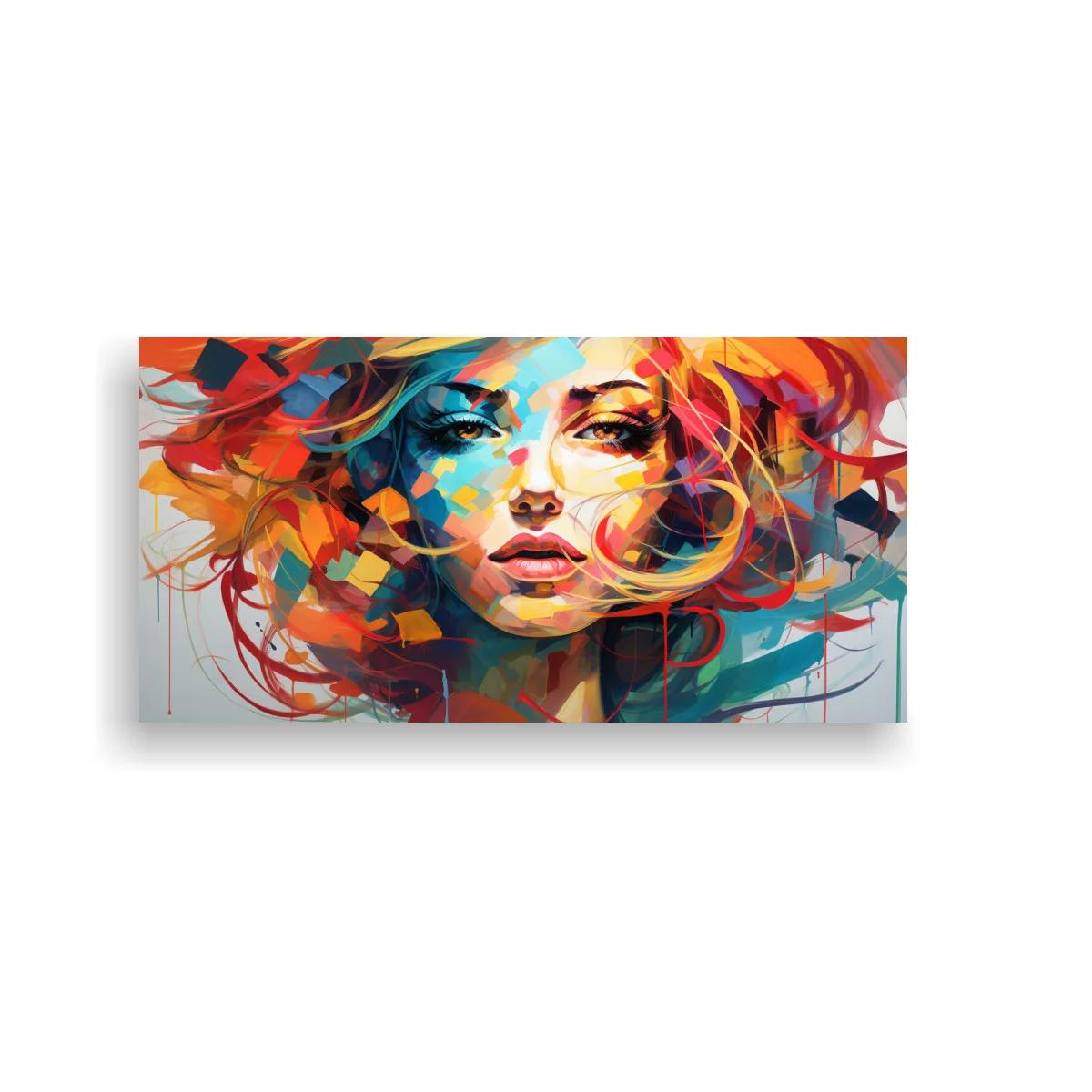 Cuadro rostro de mujer pelirroja con trazos abstractos