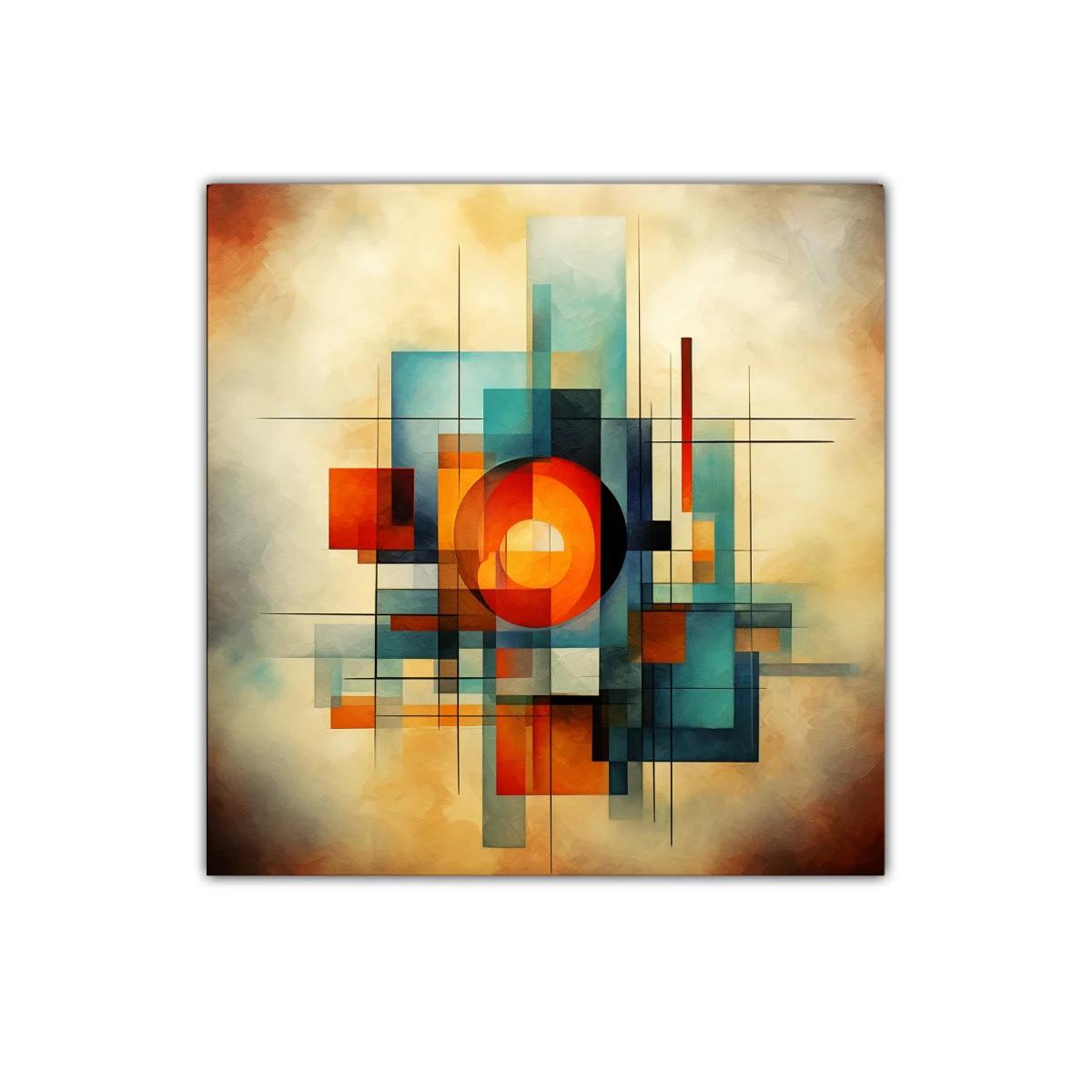 Composición geométrica con colores cálidos y fríos equilibrados — imagen principal