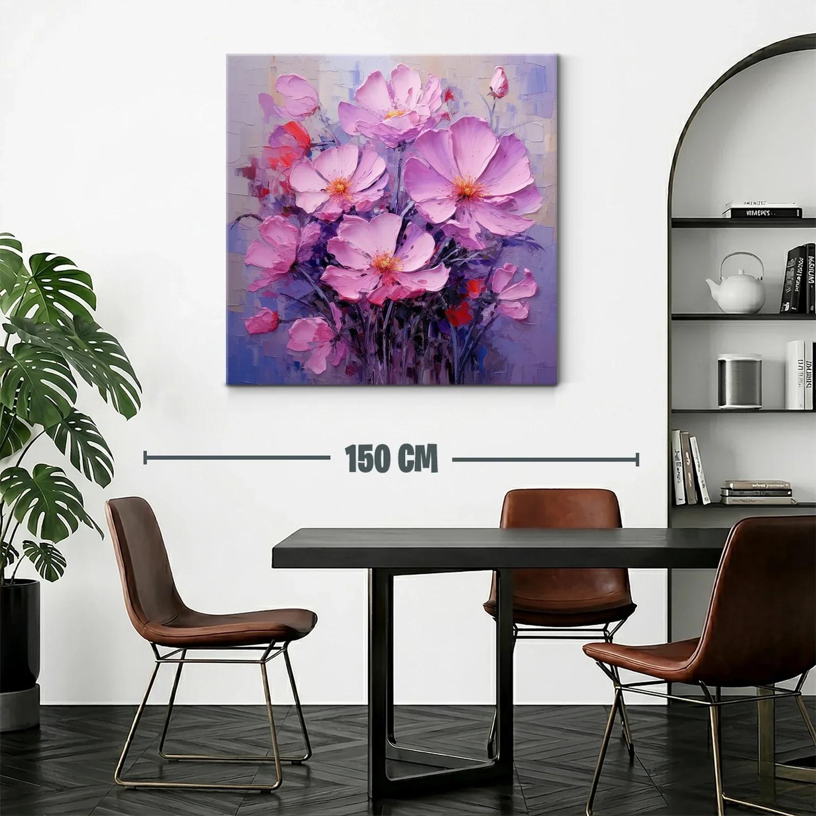 Cuadro moderno con ramo de flores en tonos rosas y lilas — miniatura 2