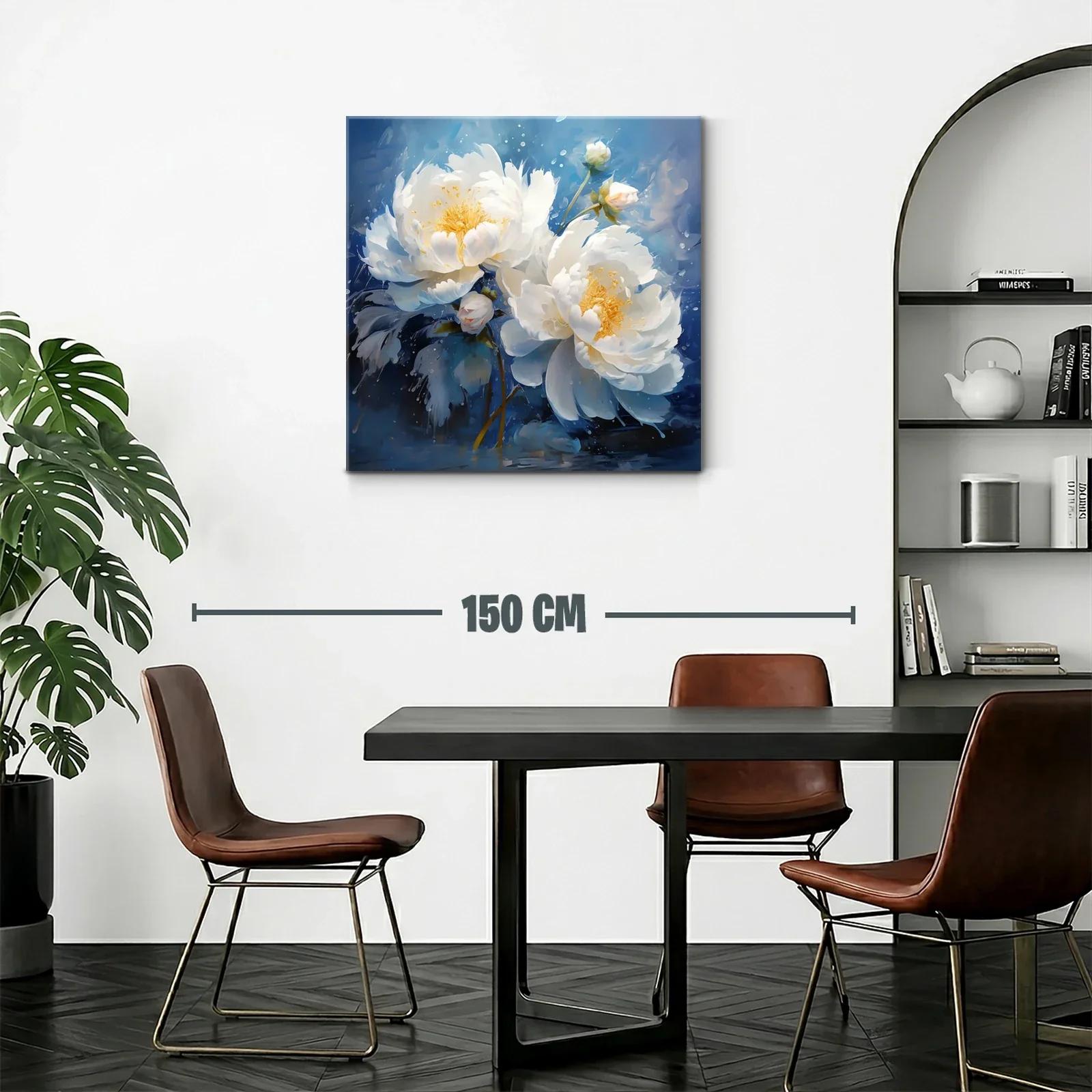 Flores blancas delicadas sobre fondo azul vibrante — miniatura 2
