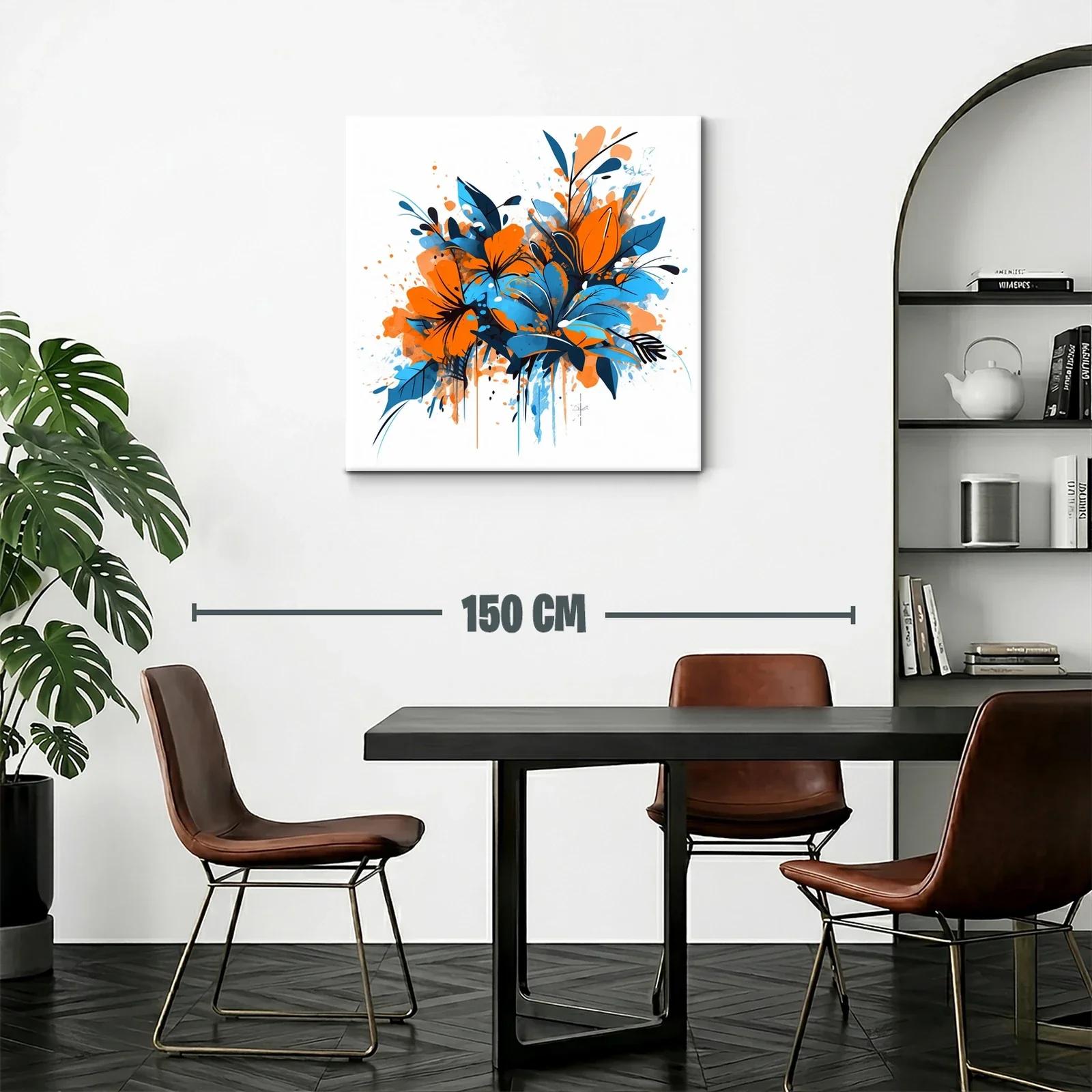 Composición vibrante de flores en tonos naranja y azul — miniatura 2