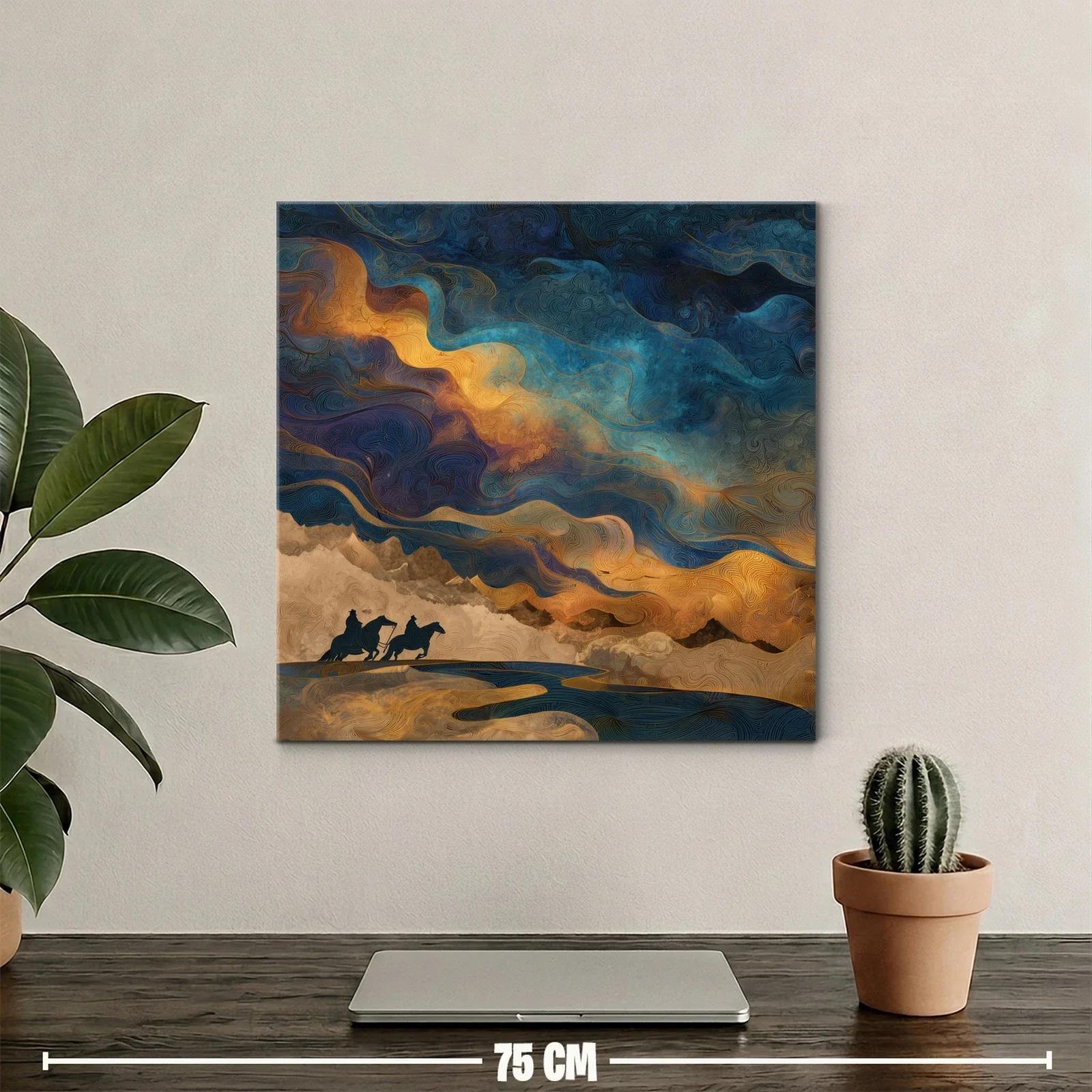Paisaje onírico con jinetes bajo un cielo vibrante — miniatura 2