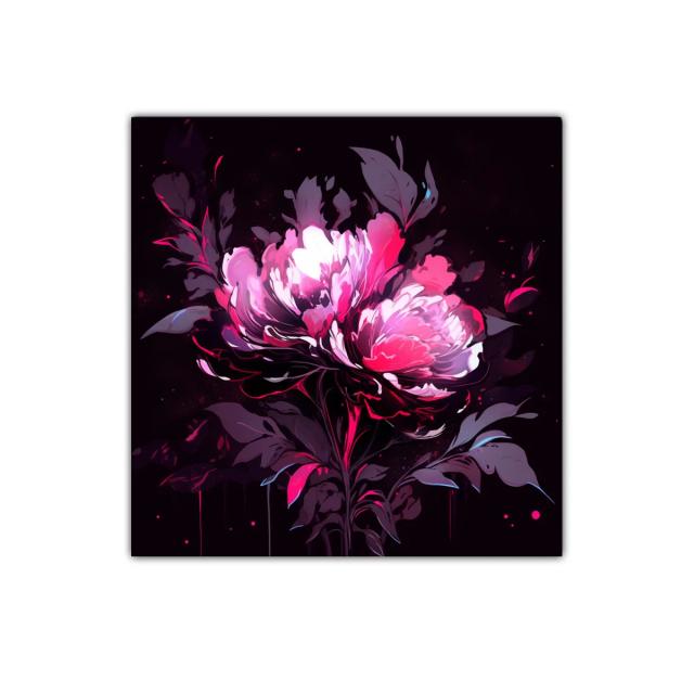 Flor vibrante en tonos rosa y púrpura sobre fondo oscuro