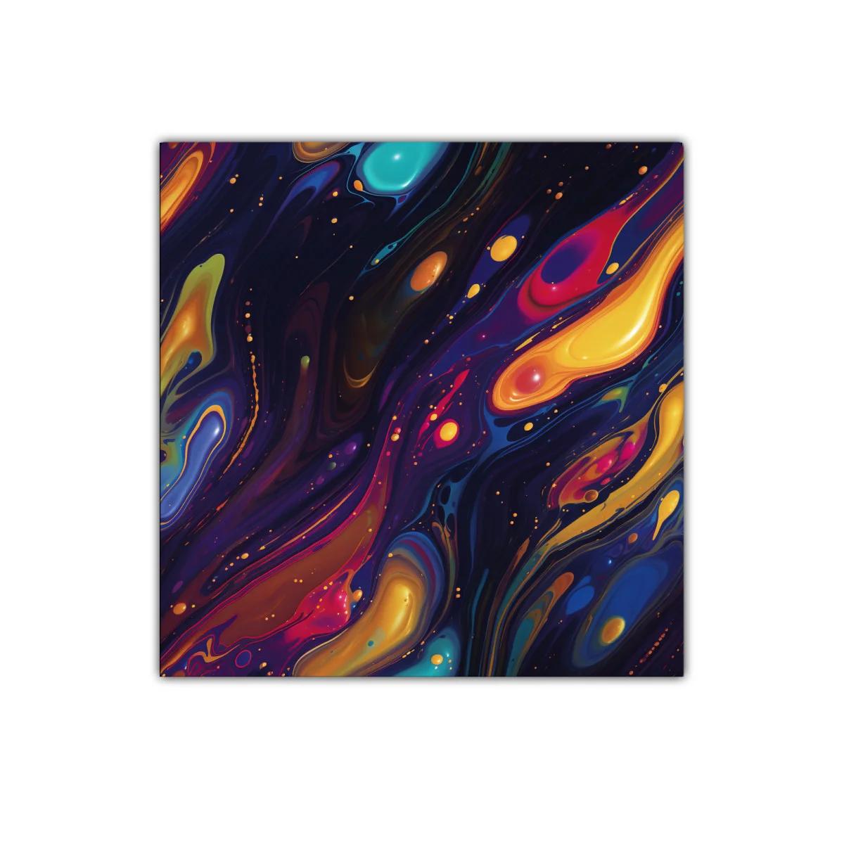Cuadro abstracto con remolinos de colores vibrantes y dinámicos
