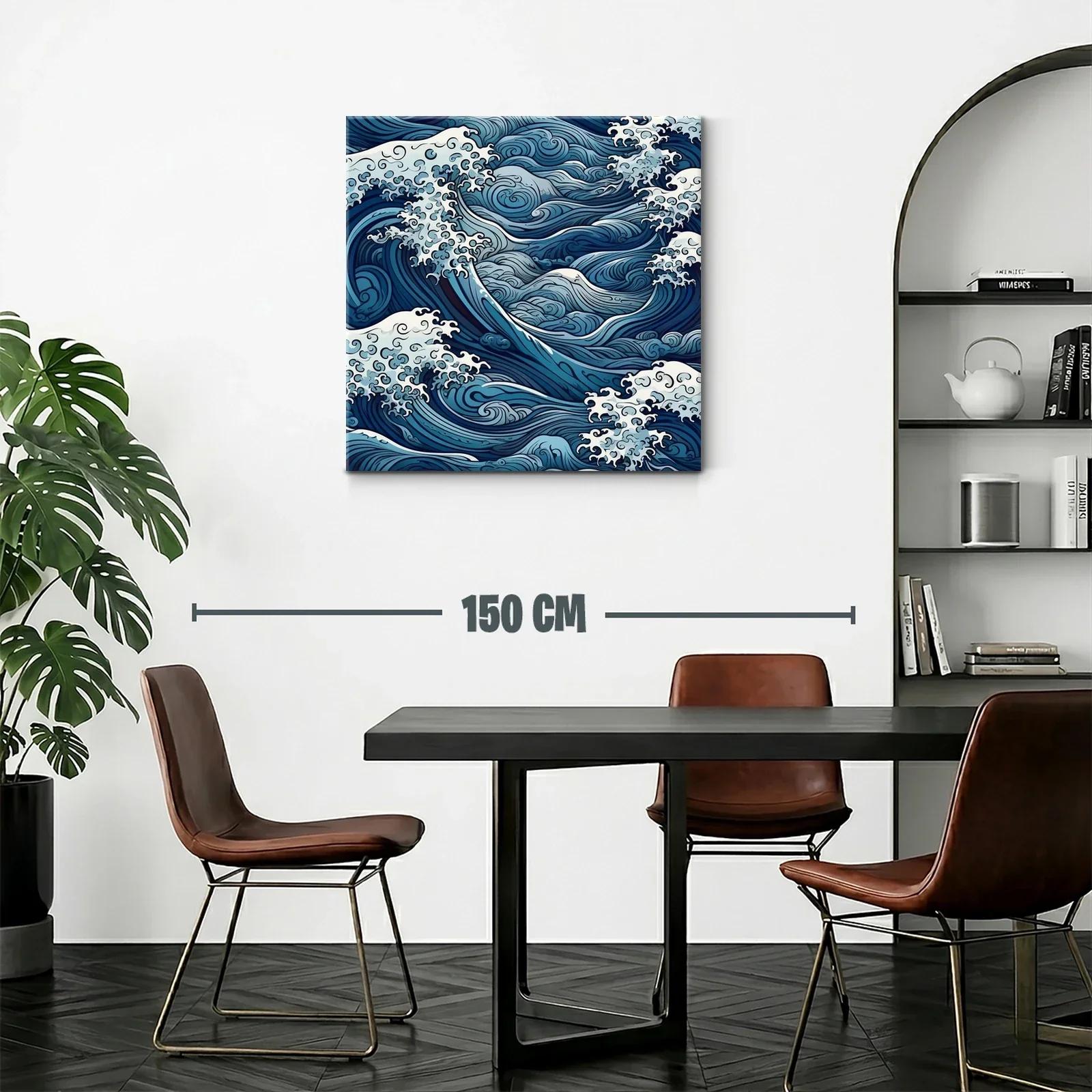 Olas en movimiento con tonos azules y blancos marinos — miniatura 2