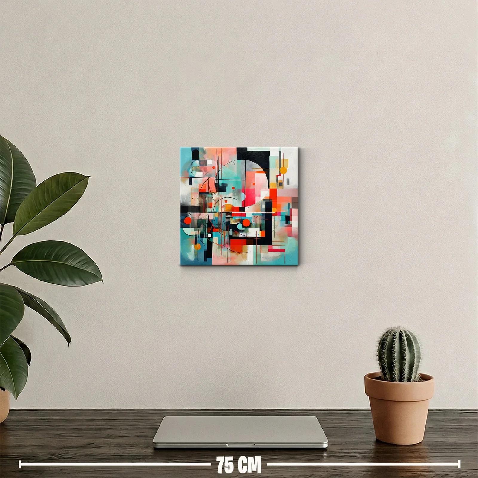Cuadro abstracto con vibrantes formas geométricas y colores vivos — miniatura 2
