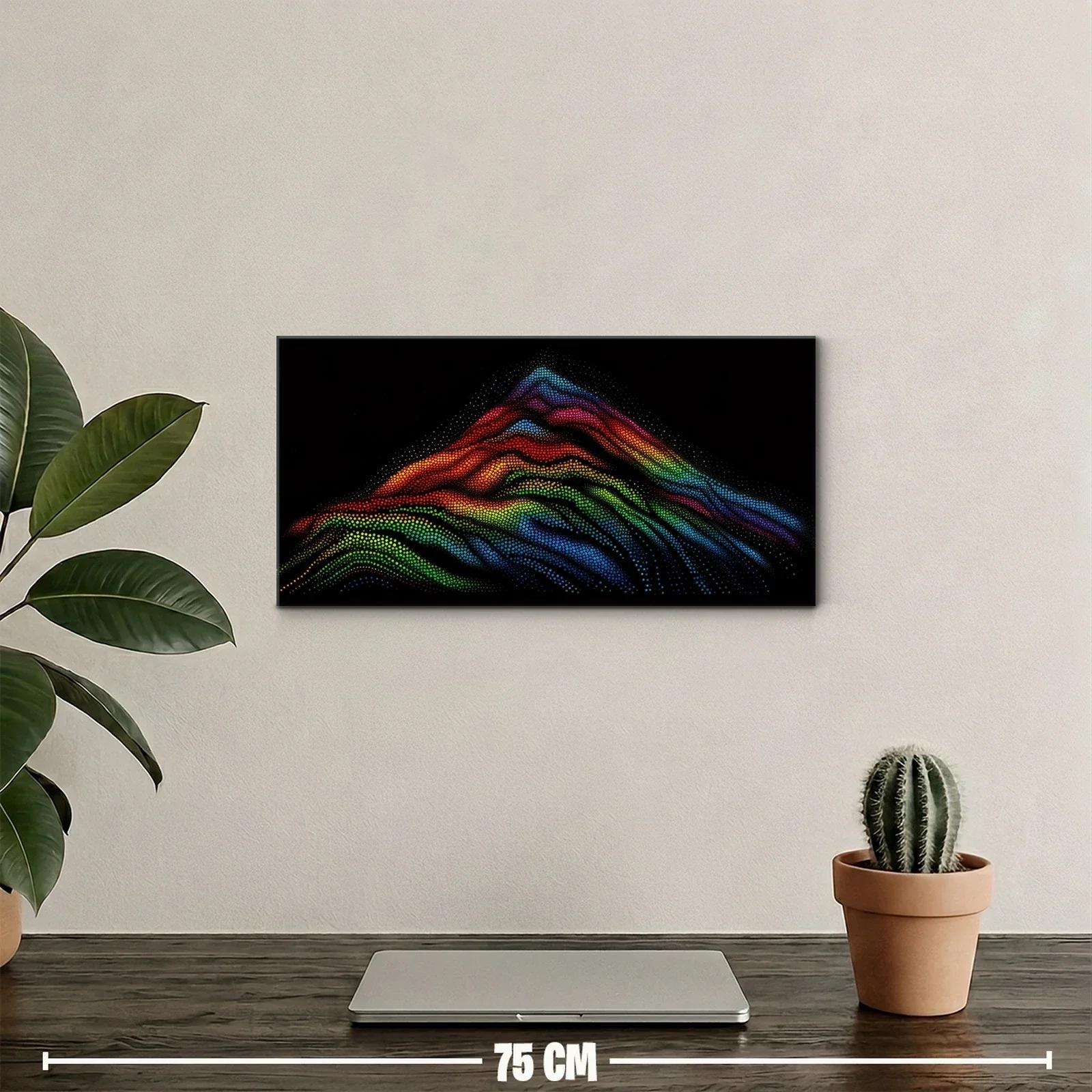 Cuadro montaña de líneas onduladas multicolor con degradado arcoíris — miniatura 2