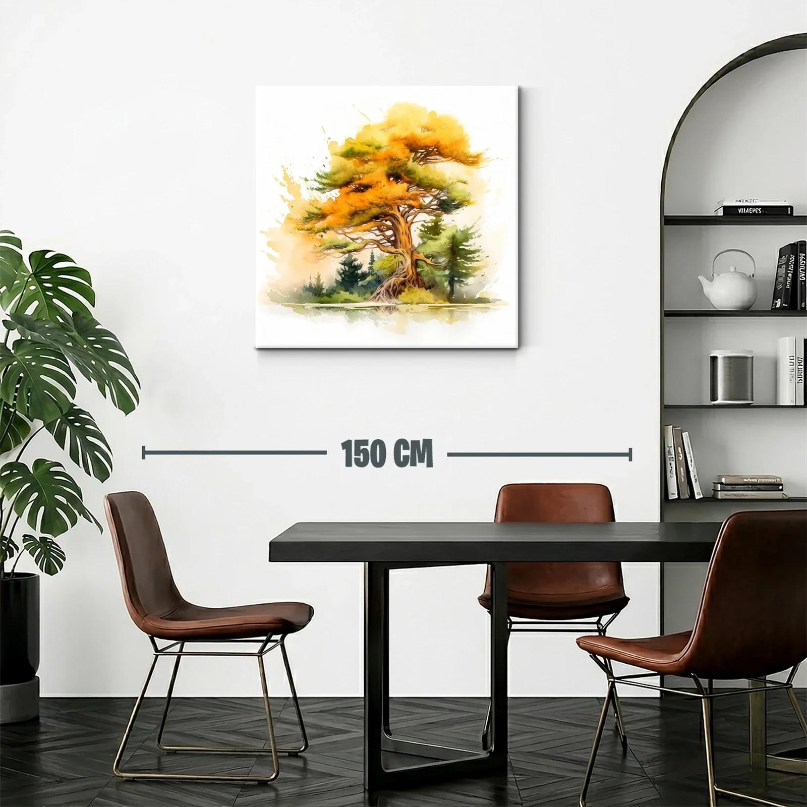 Árbol otoñal con tonos cálidos y verdes vibrantes — miniatura 2