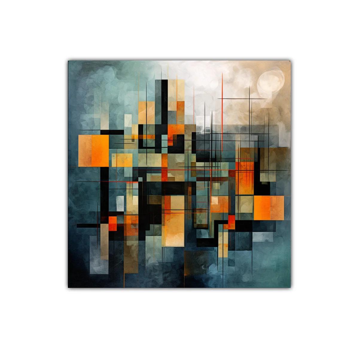 Composición geométrica abstracta en tonos cálidos y fríos — imagen principal