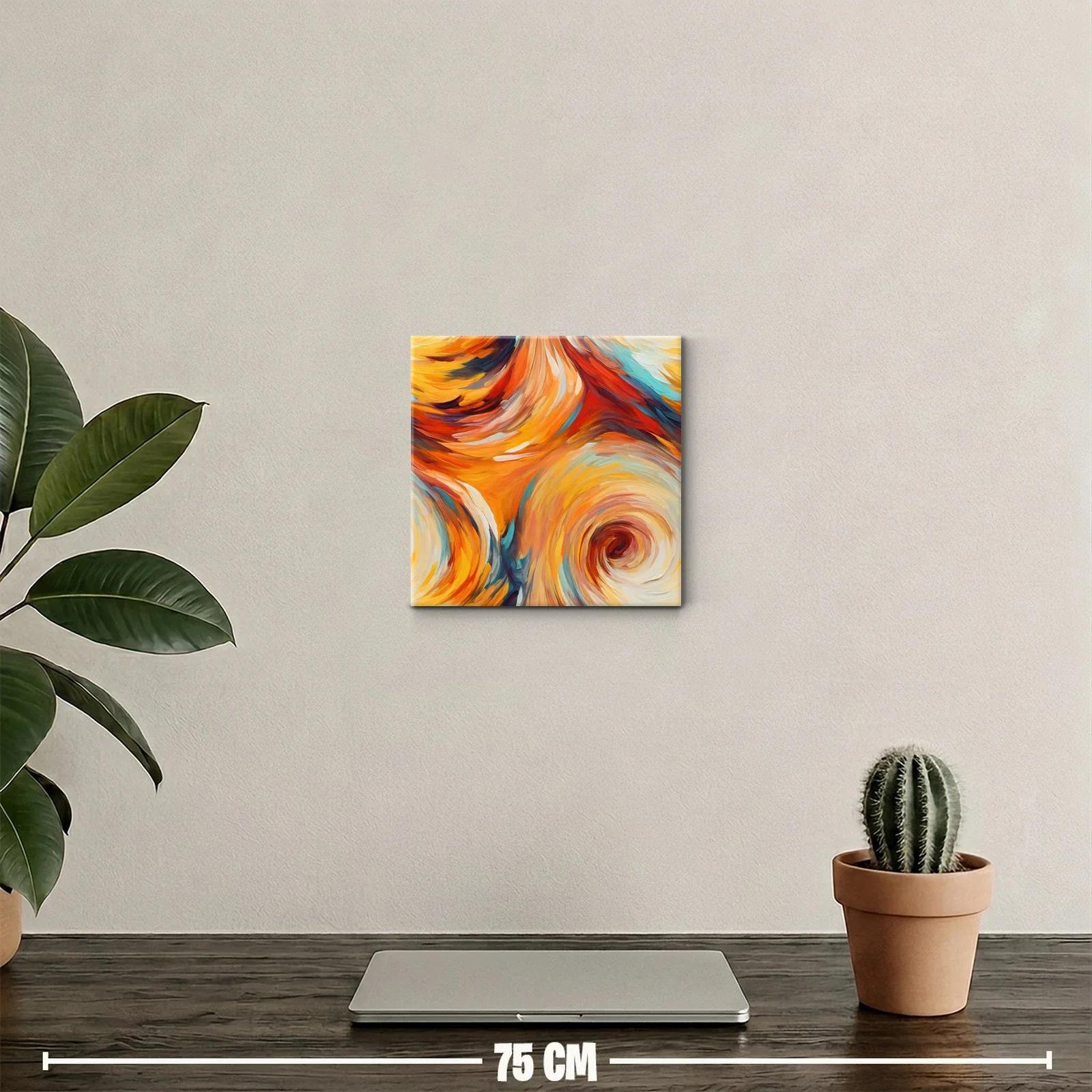 Cuadro Abstracto en Tonos Cálidos y Dinámicos — miniatura 2