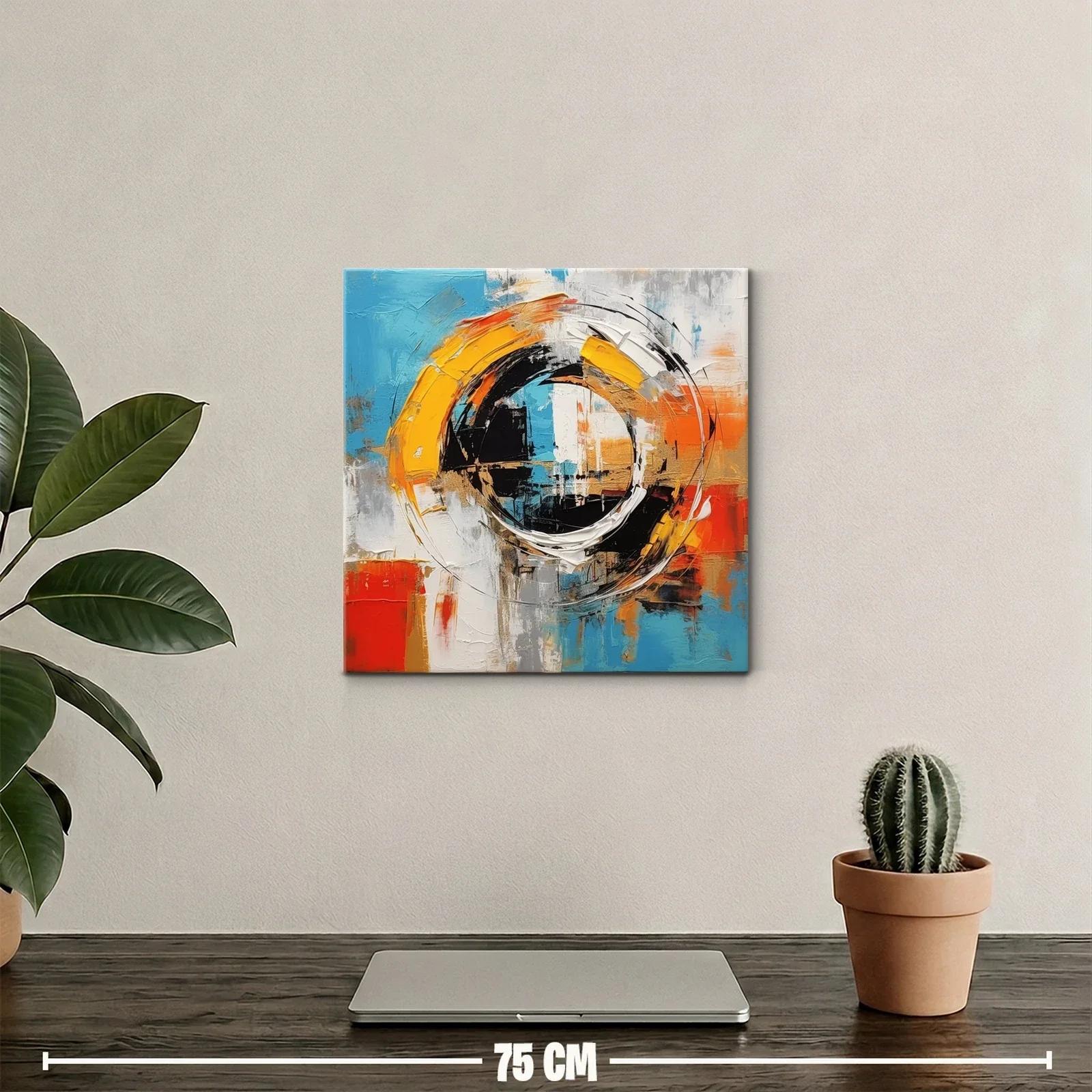 Cuadro abstracto con círculos y tonos vibrantes — miniatura 2