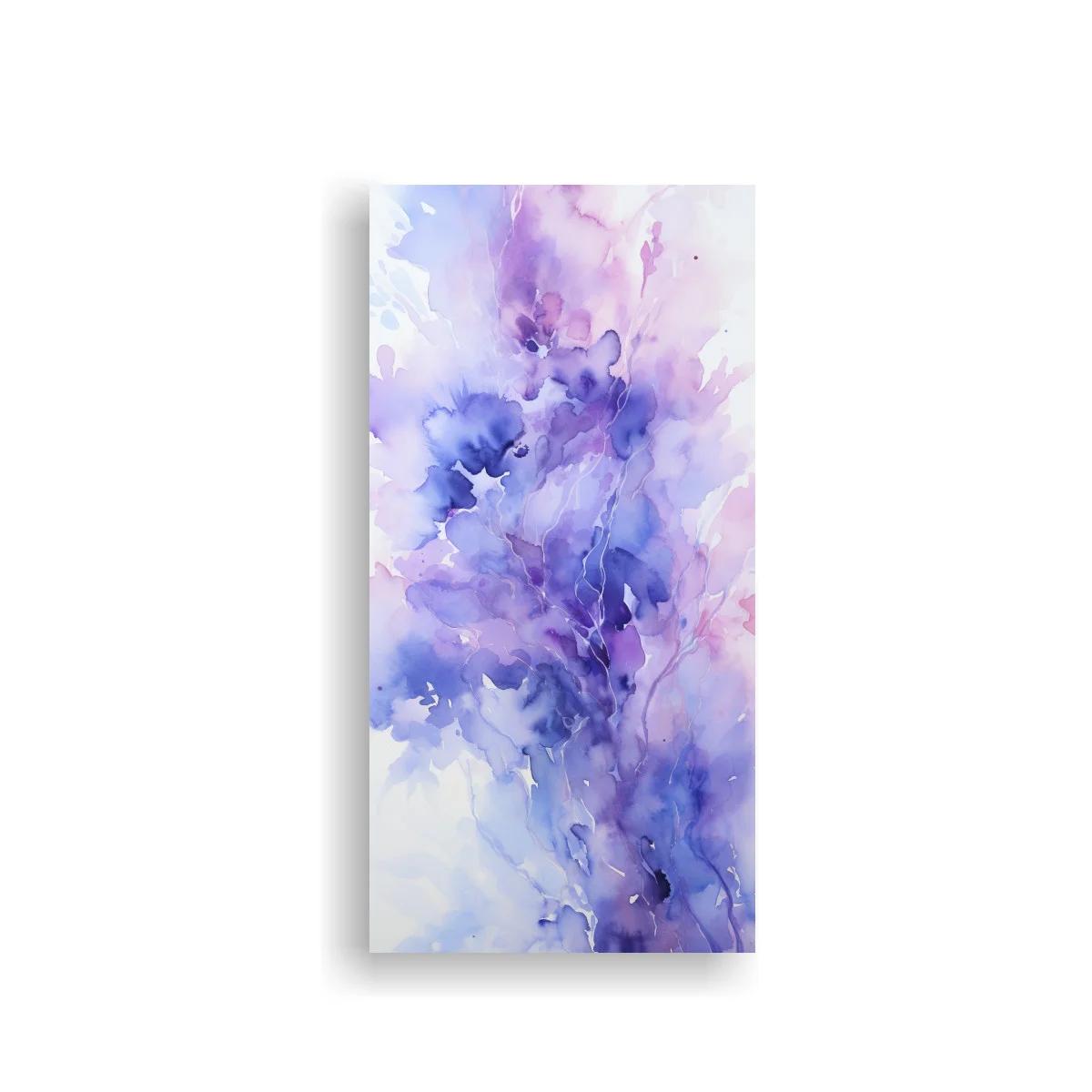 Cuadro flores moradas en acuarela con trazo vaporoso