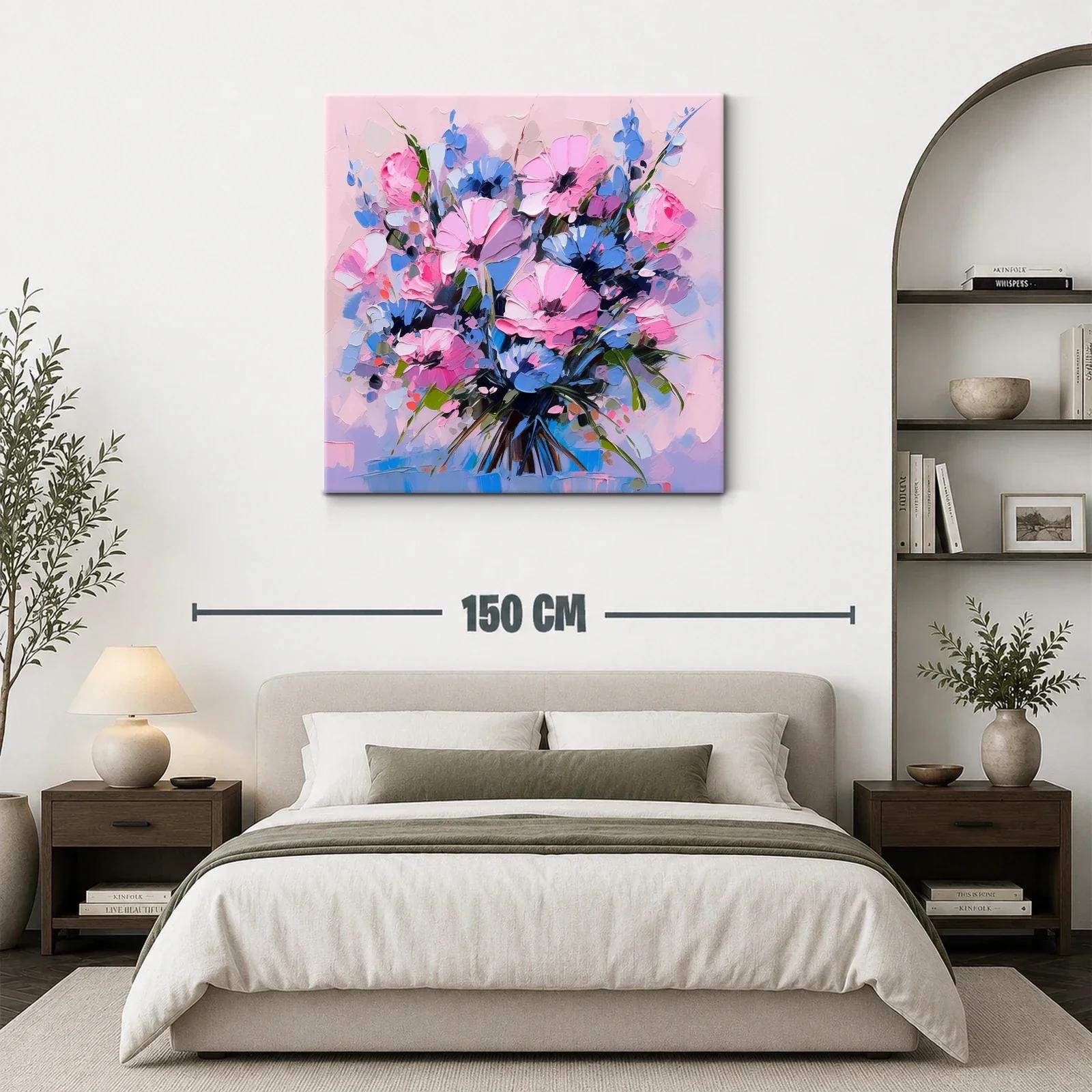 Ramo de flores en tonos rosas y azules vibrantes — miniatura 3