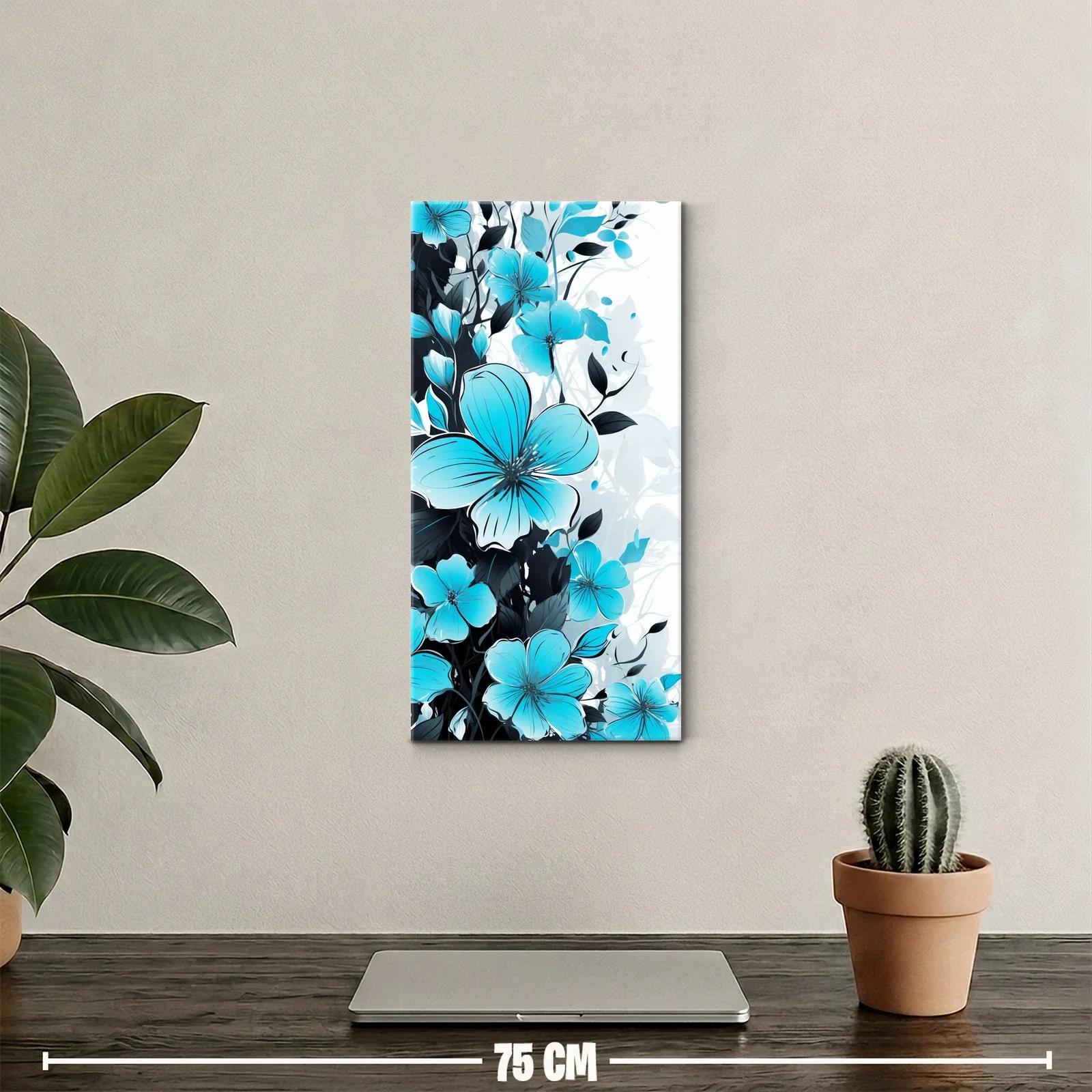 Cuadro flores azules con hojas oscuras — miniatura 2