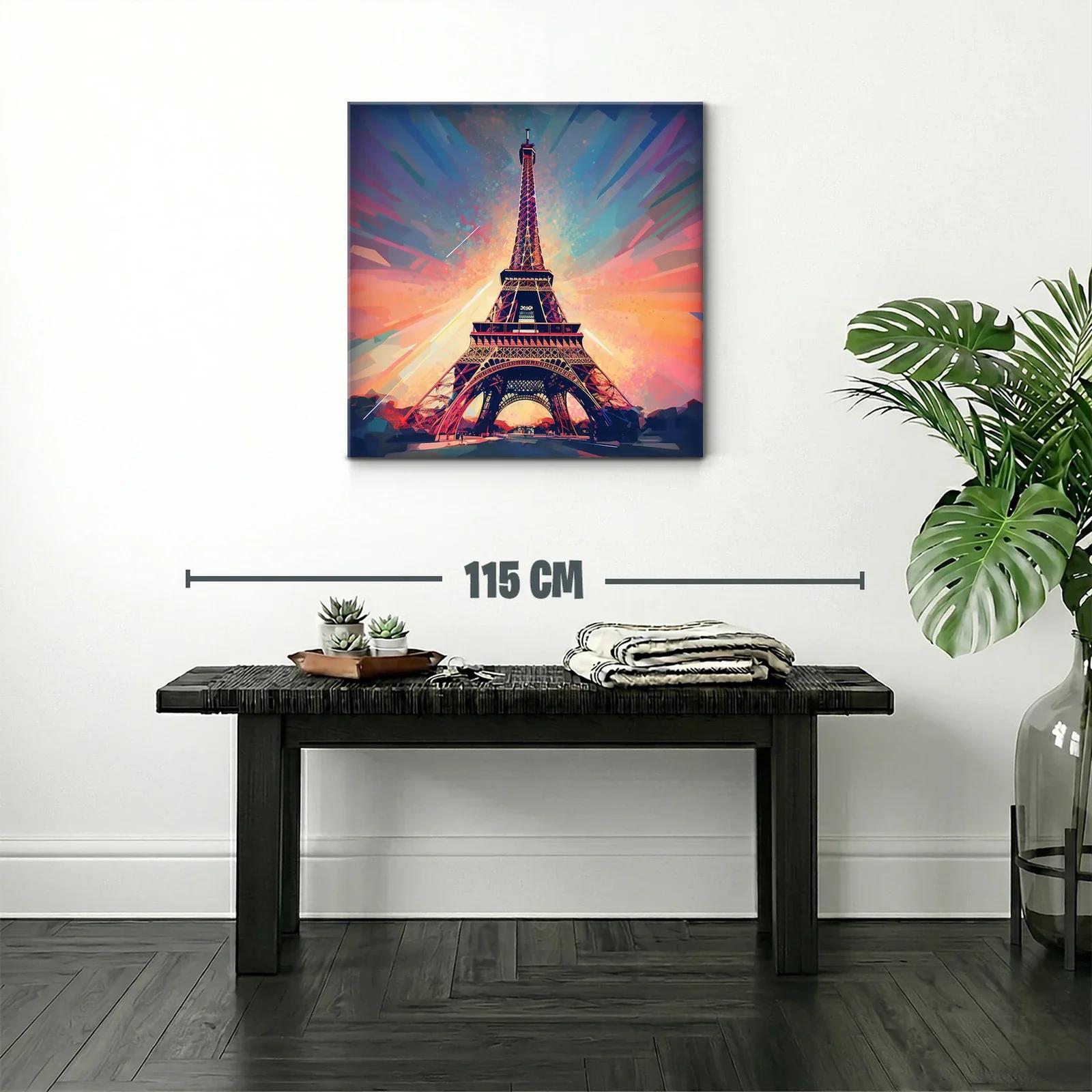 Cuadro Torre Eiffel con vibrantes tonos y luz cálida — miniatura 2
