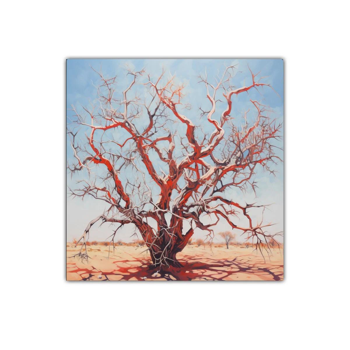 Árbol seco rojizo bajo cielo azul claro en paisaje árido — imagen principal