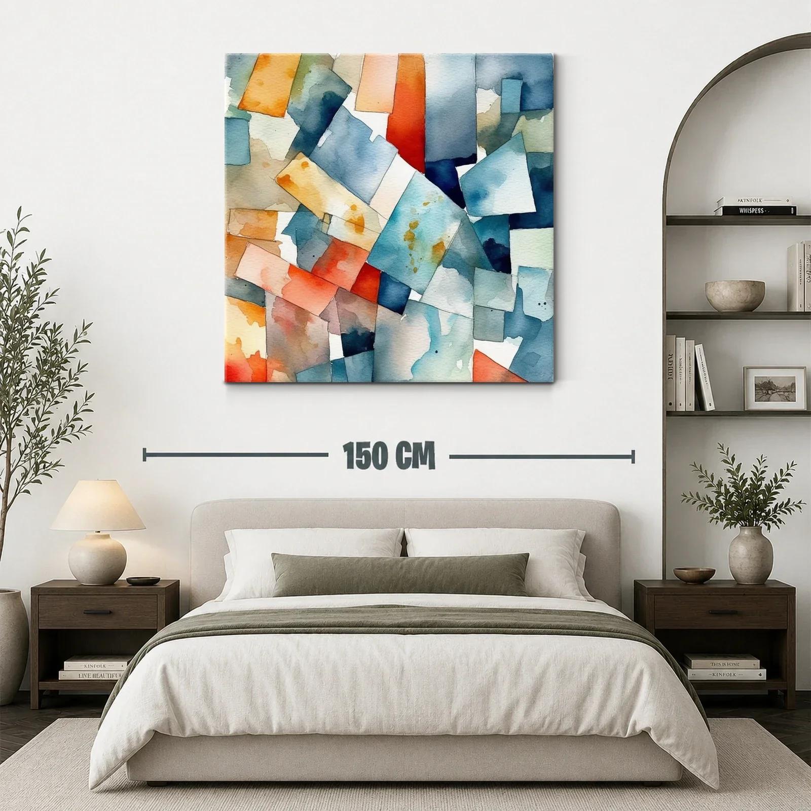 Composición abstracta con tonos cálidos y fríos vibrantes — miniatura 3