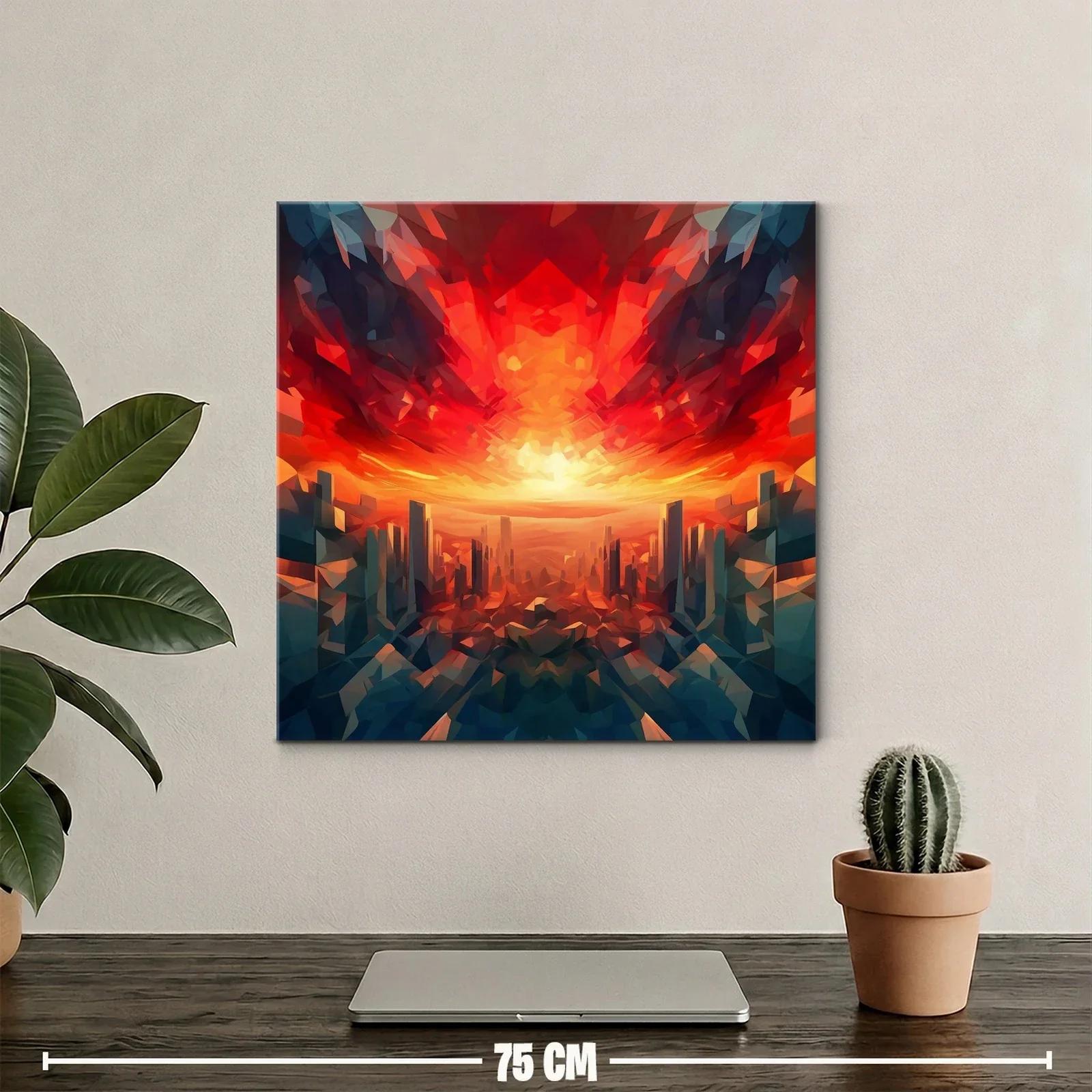 Atardecer vibrante sobre ciudad futurista en tonos cálidos — miniatura 2