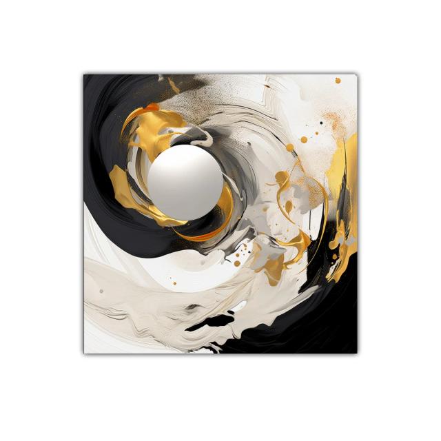 Cuadro decorativo con diseño abstracto en negro y dorado