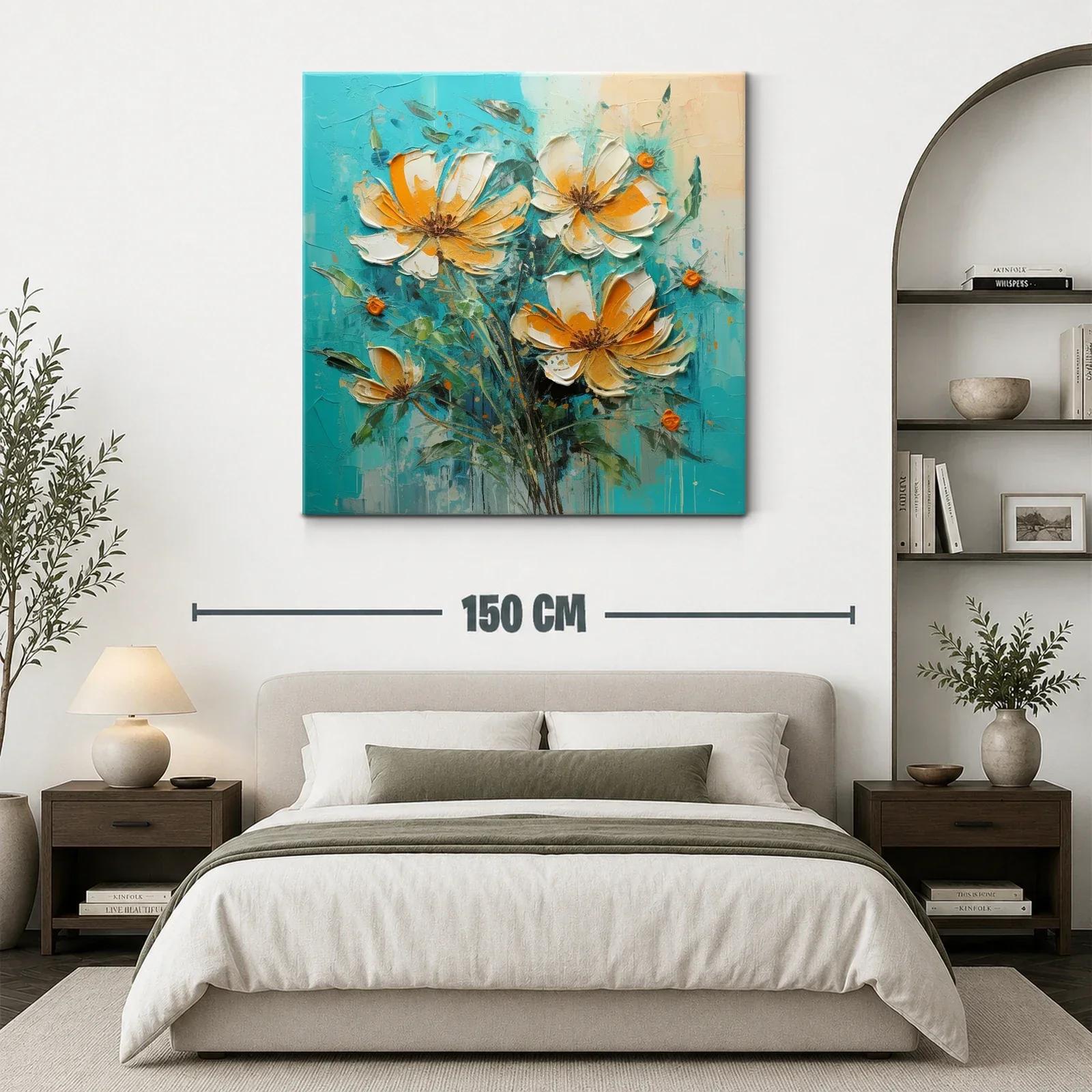 Flores vibrantes con tonalidades naranjas y turquesas — miniatura 3