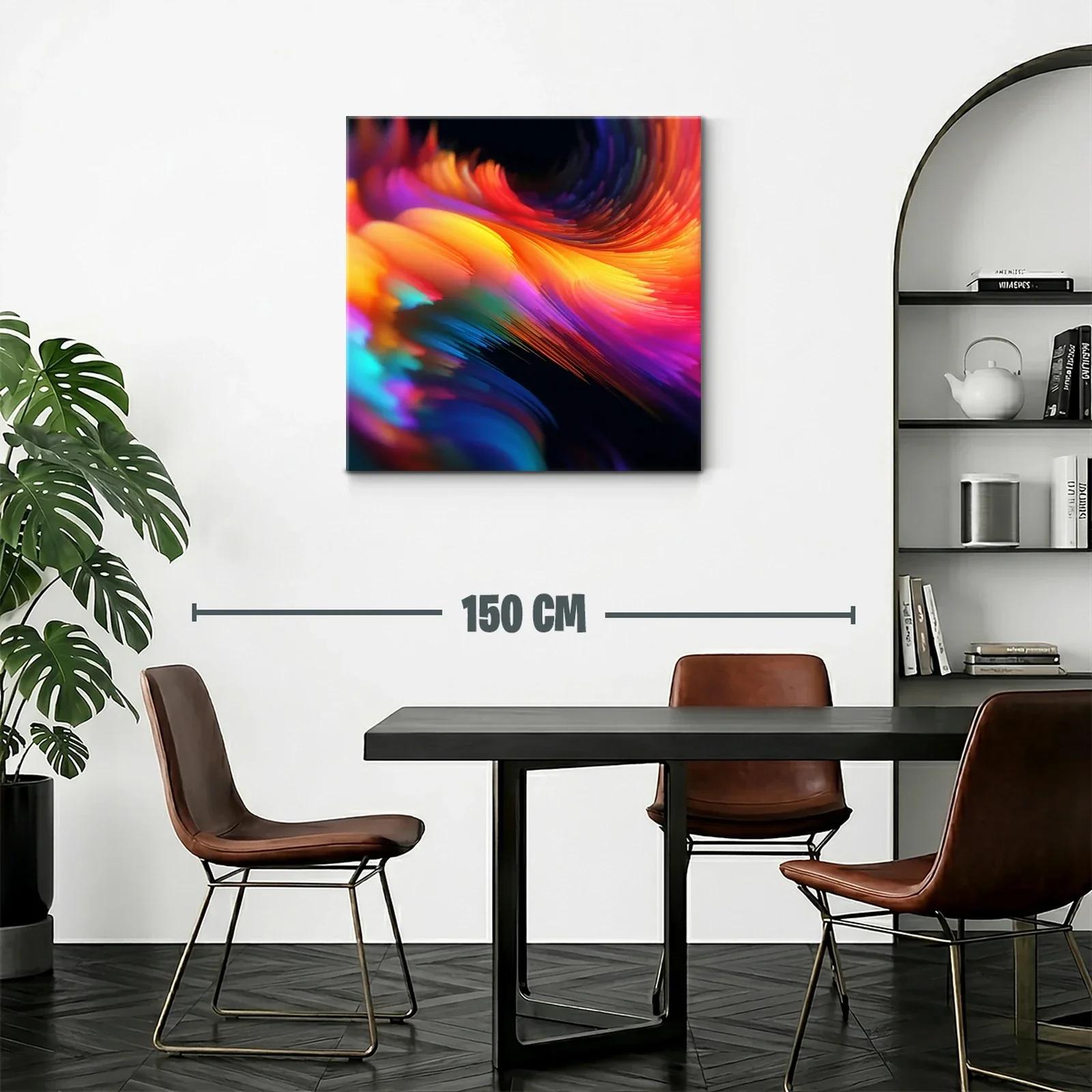 Cuadro abstracto en vibrantes tonos cálidos y fríos — miniatura 2