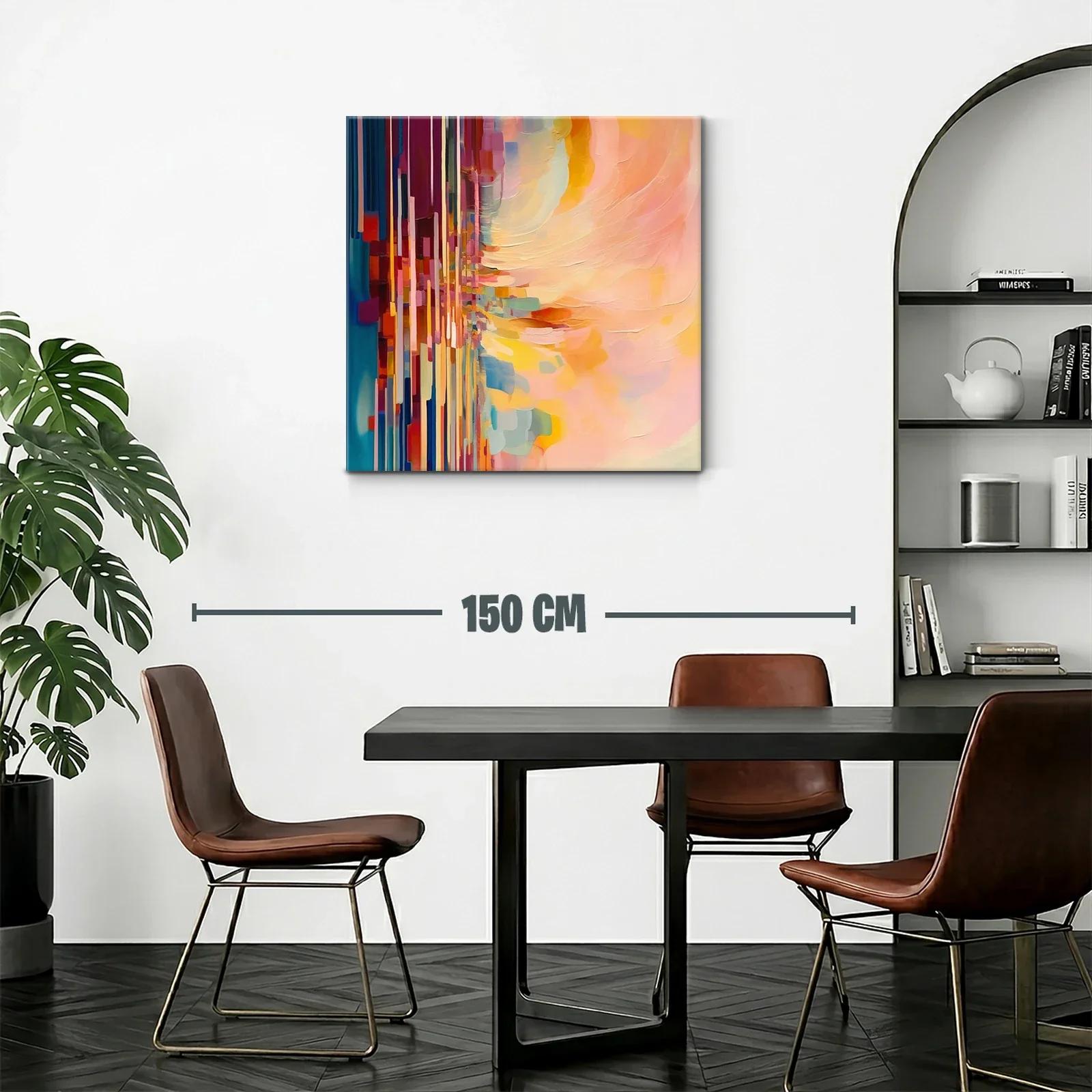 Cuadro abstracto con vibrantes tonos cálidos y fríos — miniatura 2
