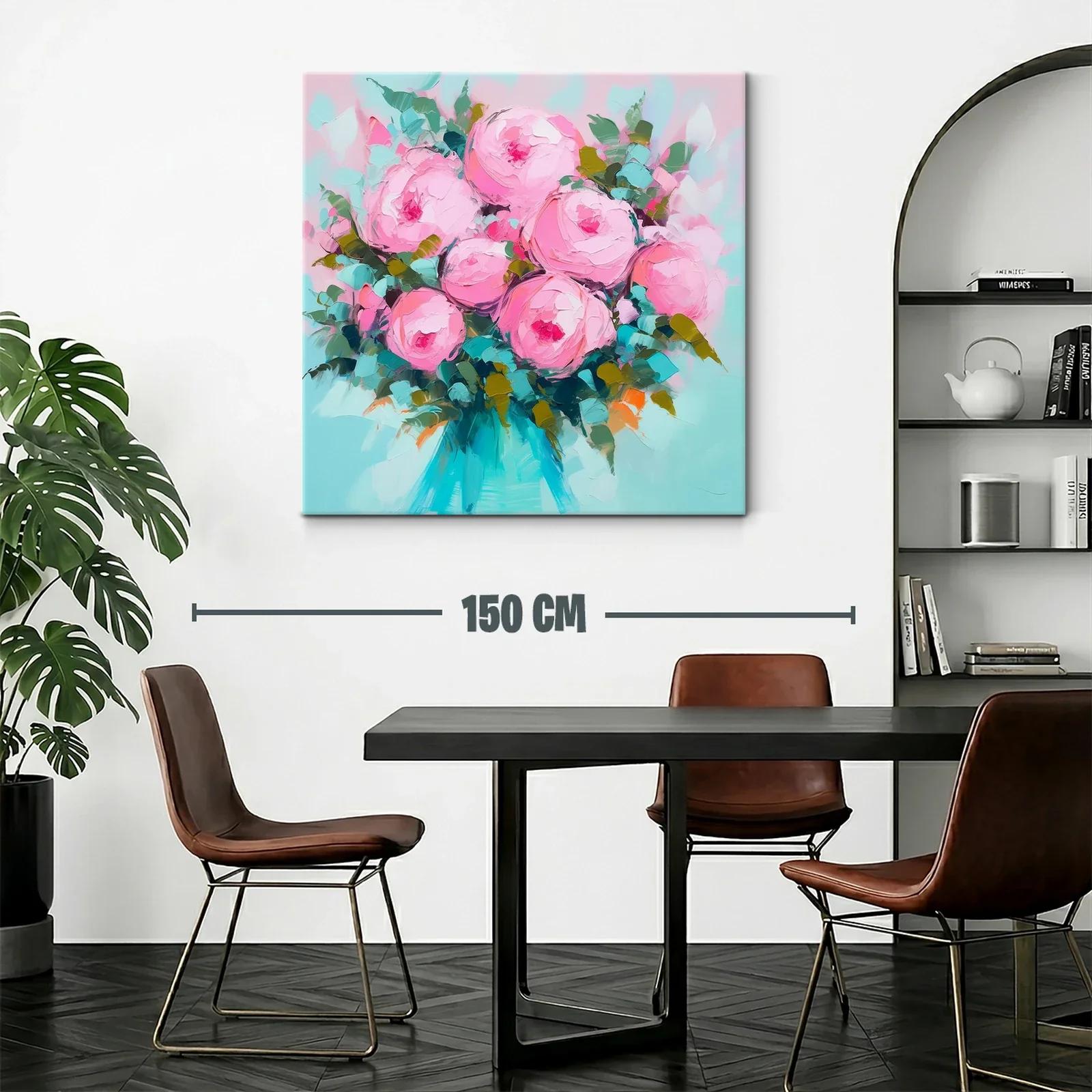 Ramo de rosas rosas vibrantes con follaje fresco — miniatura 2