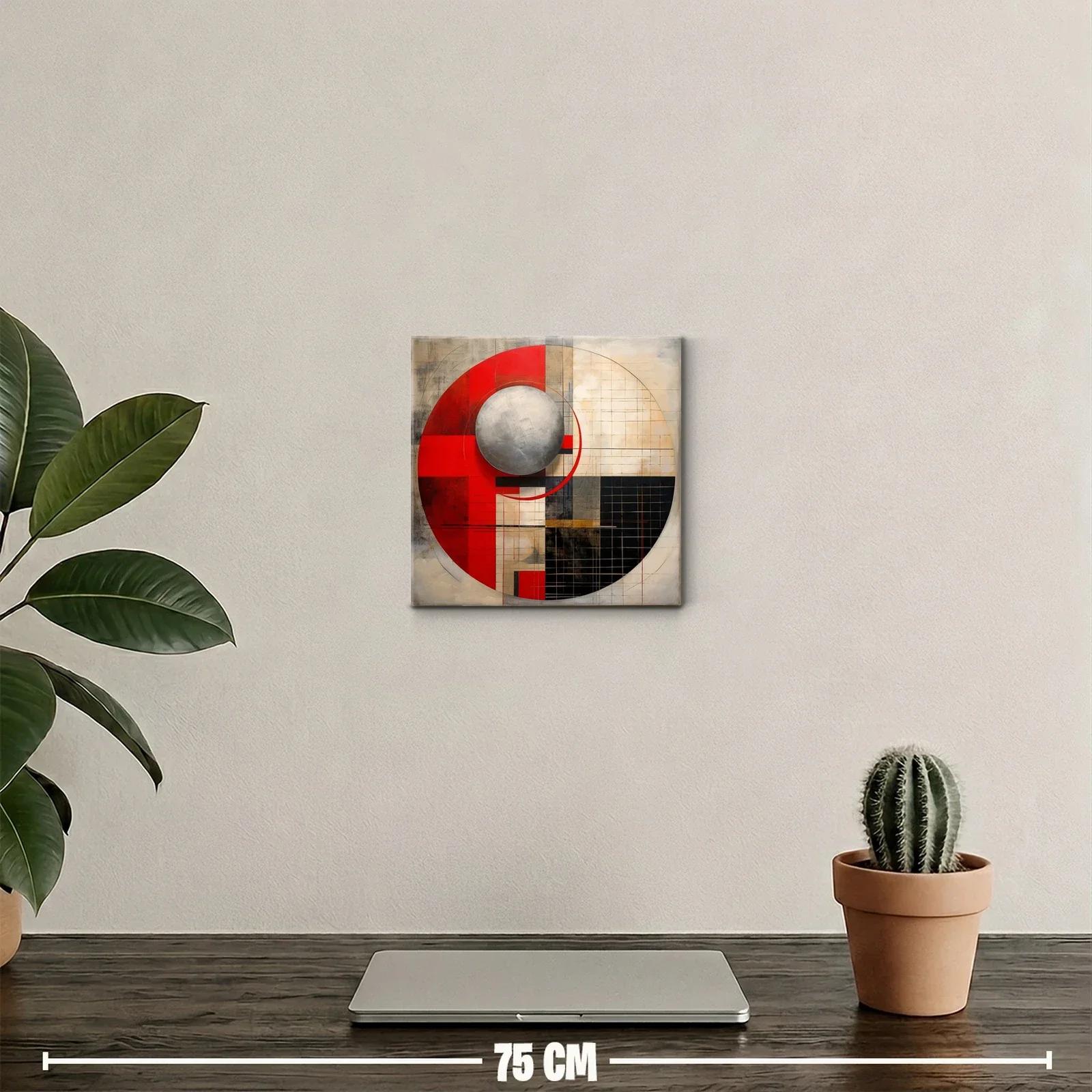 Composición geométrica moderna con esfera metálica y rojos vibrantes — miniatura 2