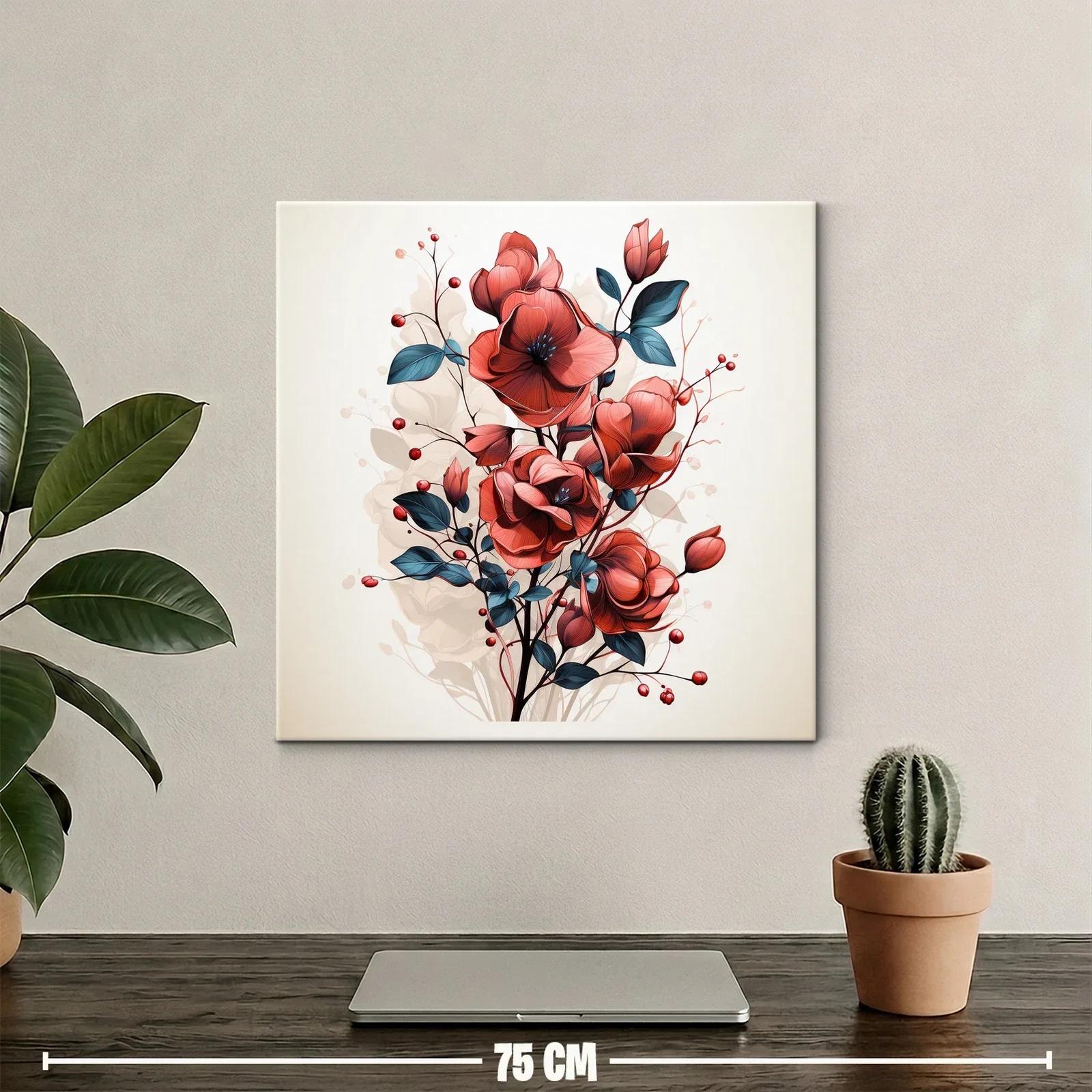 Elegante composición floral en tonos rojos y azules oscuros — miniatura 2