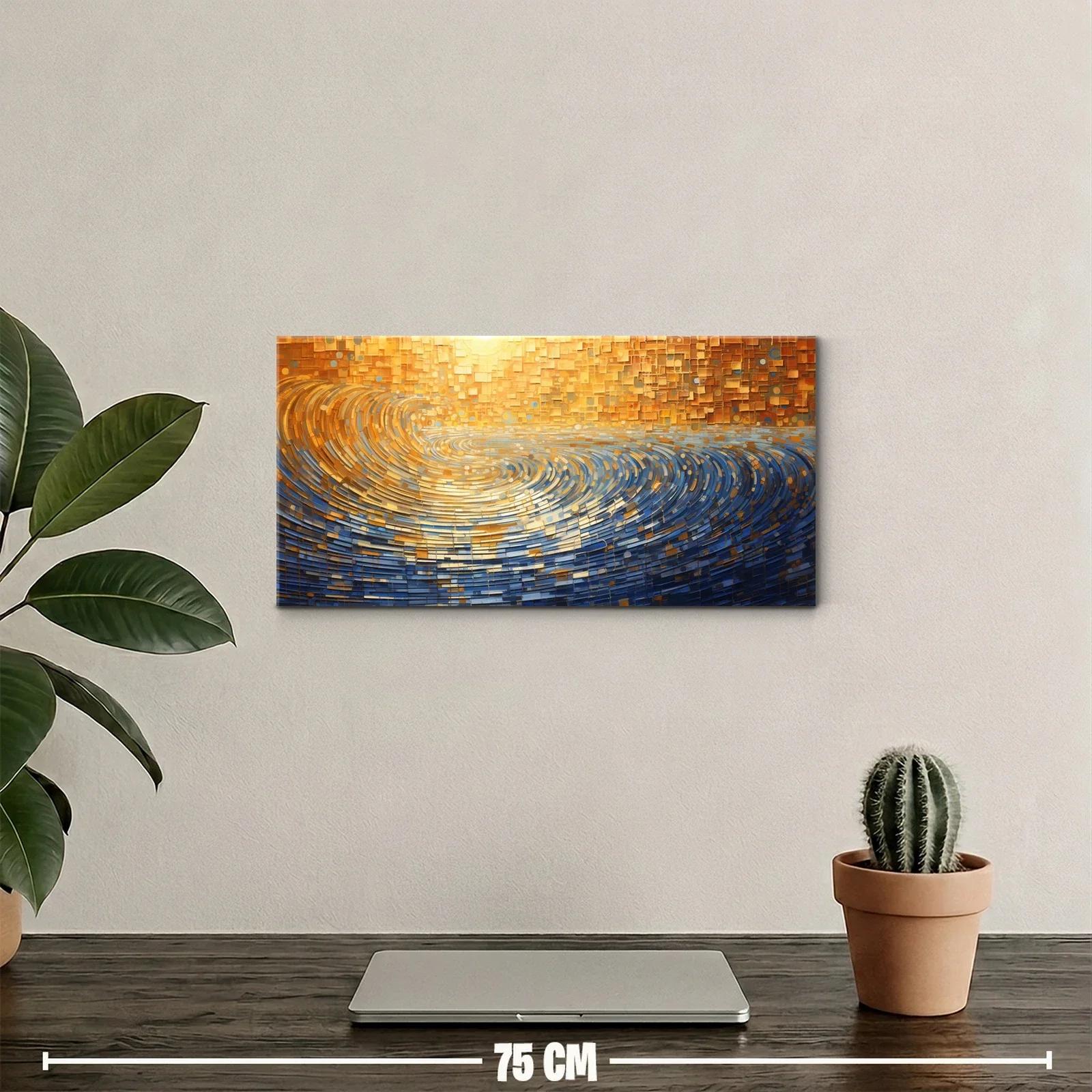 Cuadro ola del mar con brillo dorado — miniatura 2