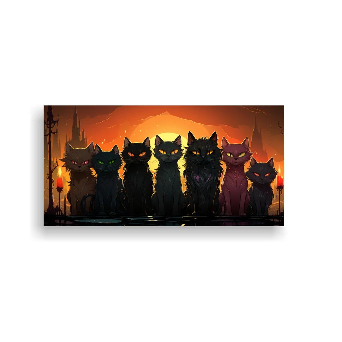 Cuadro grupo de gatos negros con velas encendidas — imagen principal