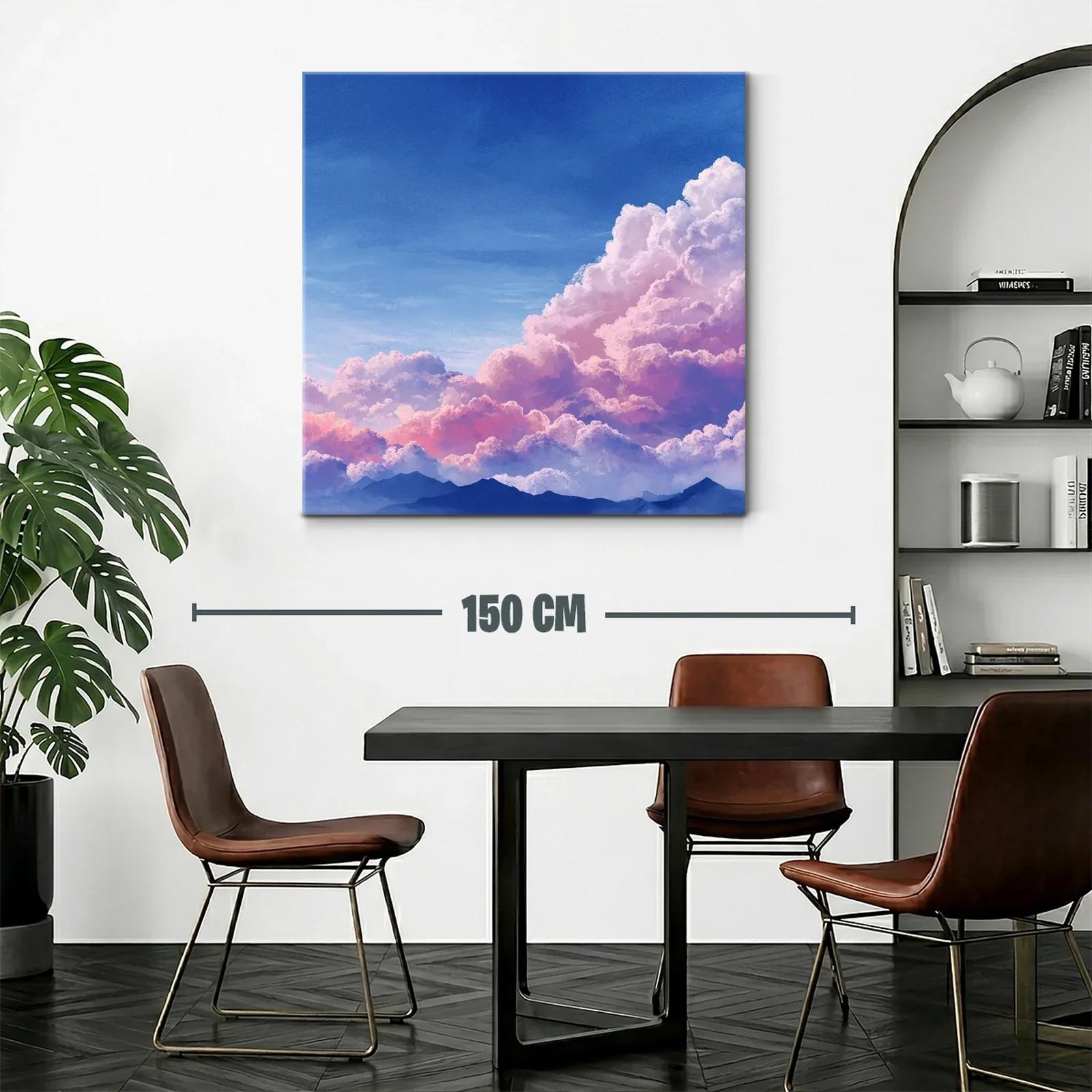 Cielo crepuscular con nubes rosas y montañas azuladas — miniatura 2