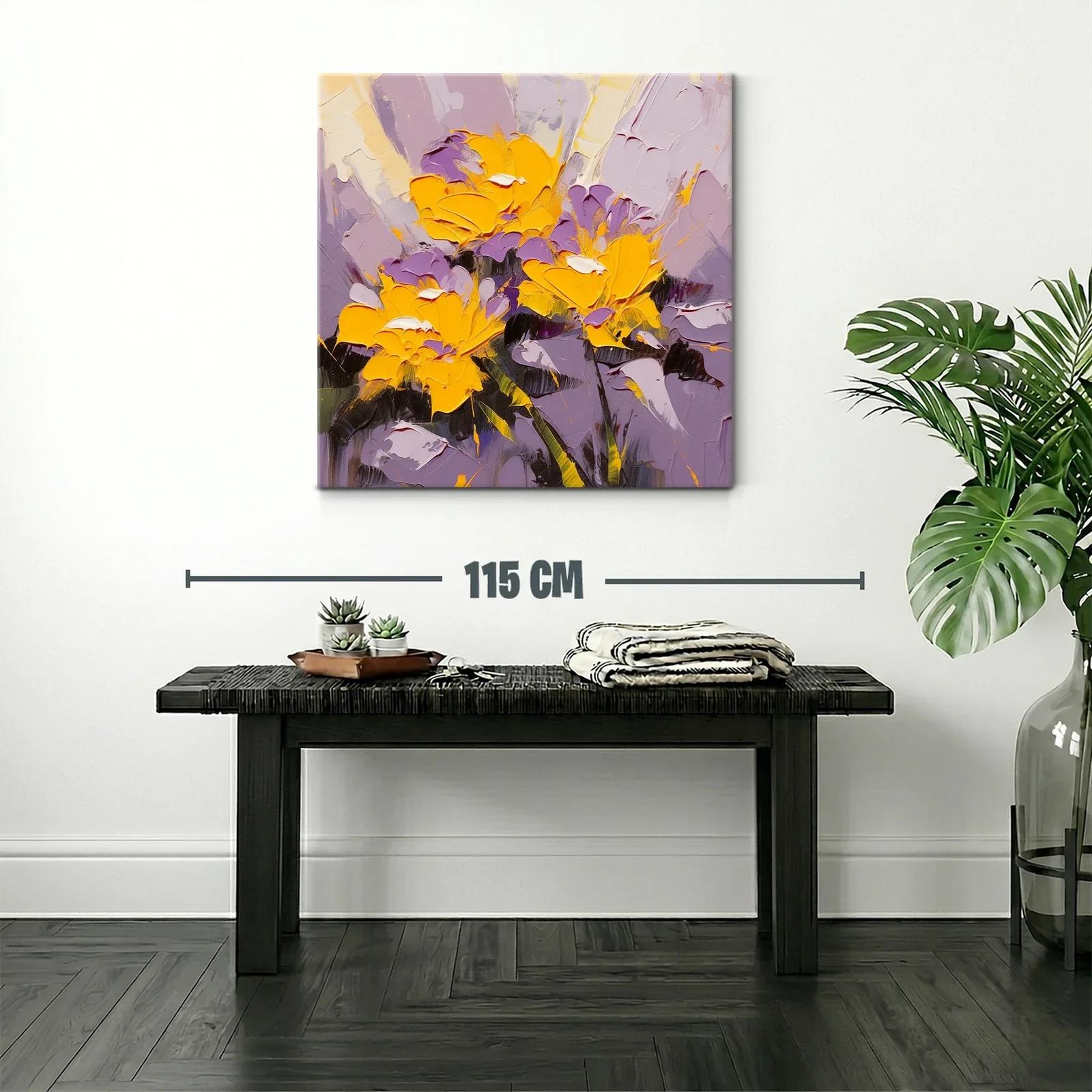 Cuadro floral vibrante con tonos cálidos y lilas — miniatura 2