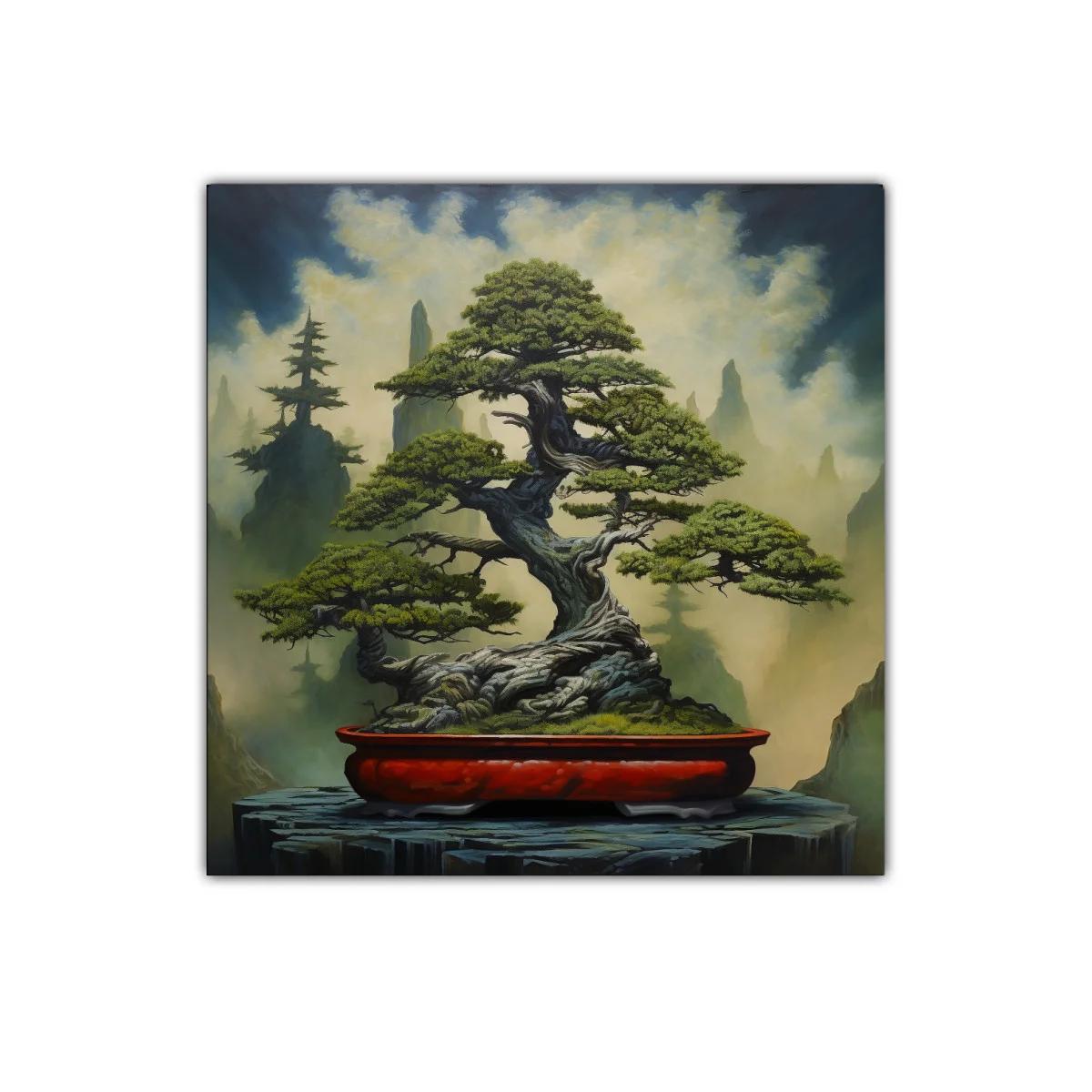 Serena composición de bonsái con atmósfera mística y paisajes — miniatura 1