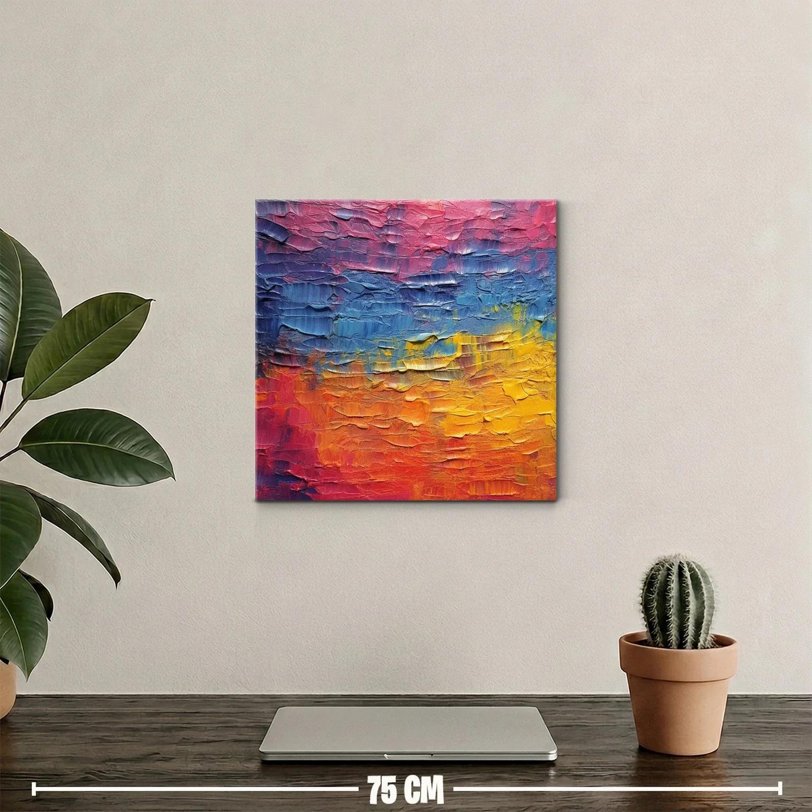 Cuadro abstracto con vibrantes tonos cálidos y fríos — miniatura 2