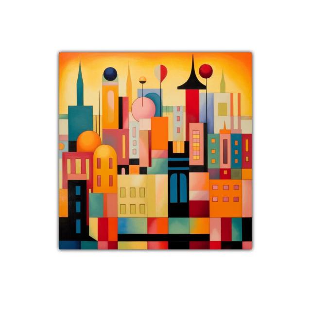 Cuadro decorativo con diseño urbano y colores vibrantes