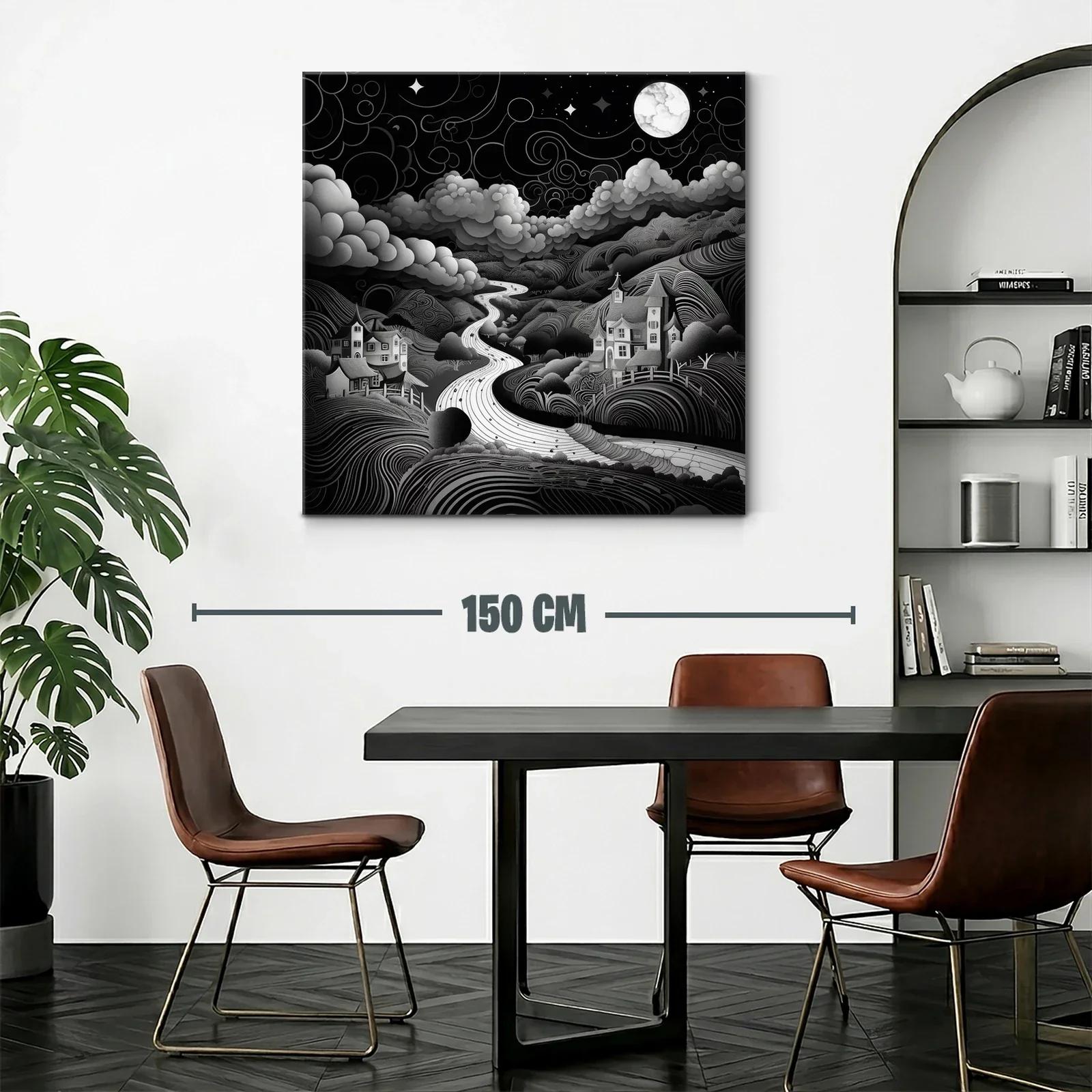 Paisaje nocturno onírico con río bajo la luna llena — miniatura 2