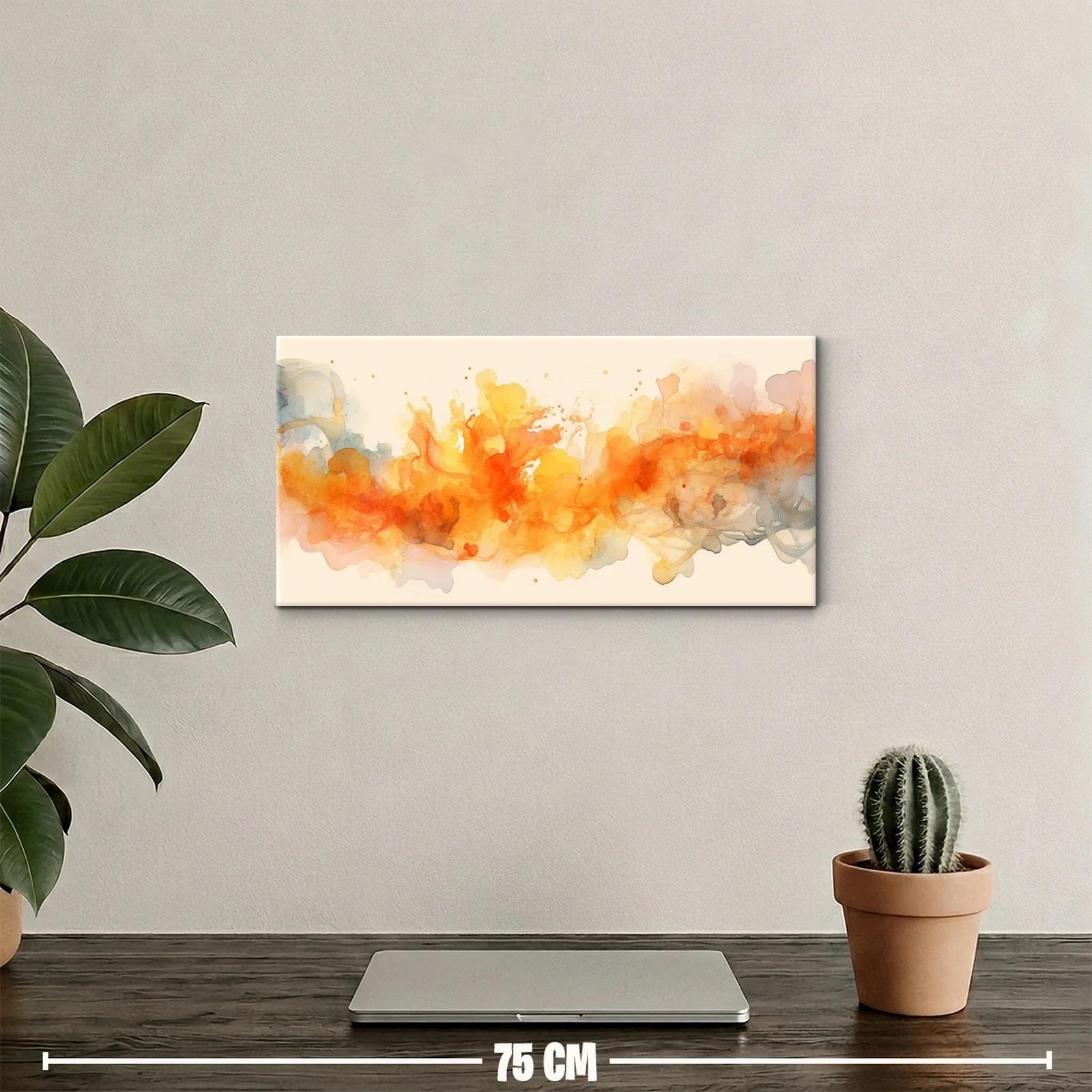Cuadro nube de humo naranja con salpicaduras doradas — miniatura 2