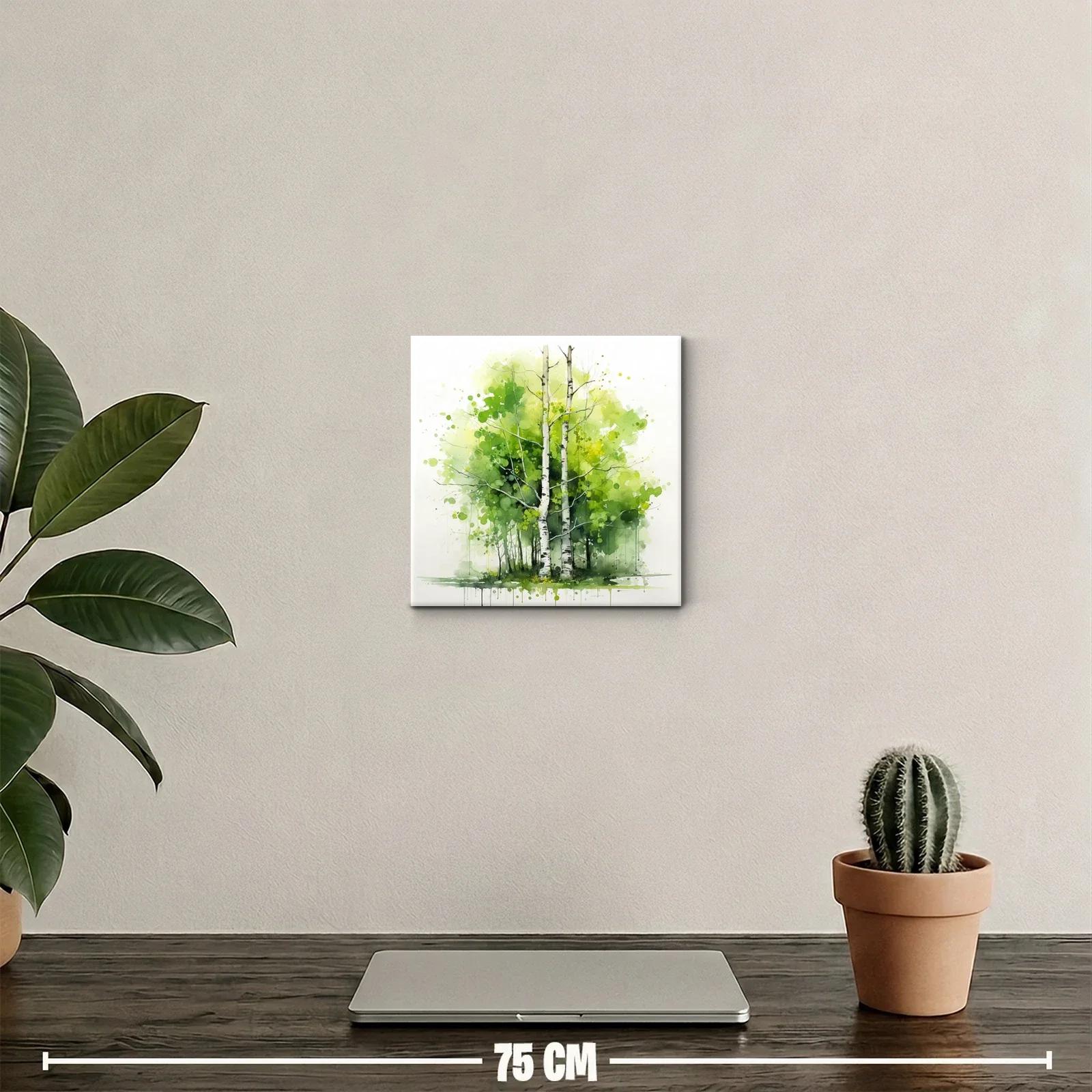 Bosque de abedules en tonos verdes y amarillos — miniatura 2